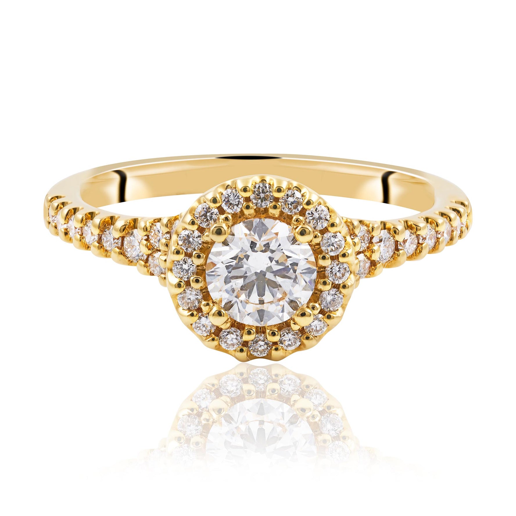 Diamond Engagement ring with Halo and shoulder diamonds