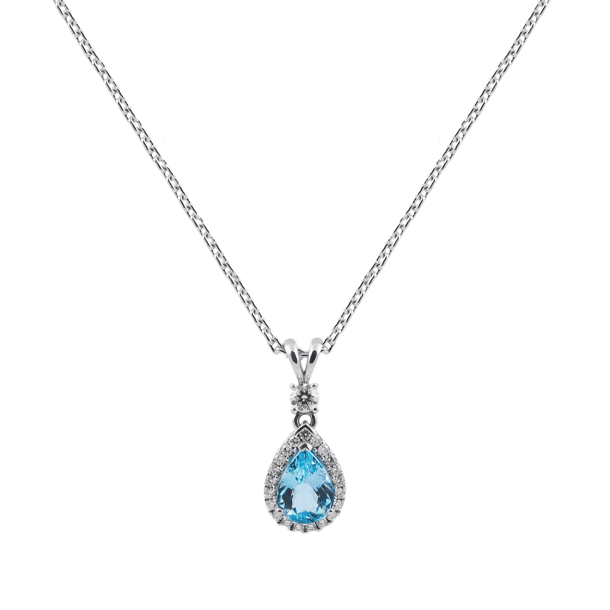 Aquamarine and Diamond Pendant