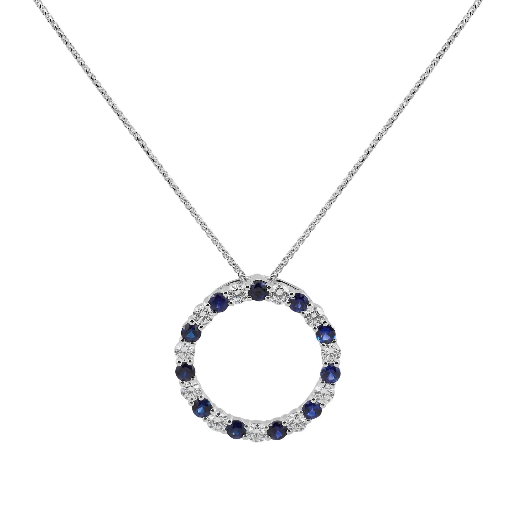 Sapphire and diamond circle pendant