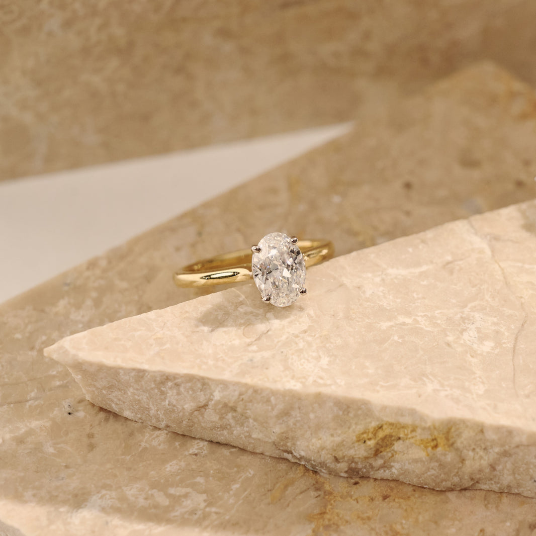 1.31ct Oval Cut Natural Diamond Solitaire in 18ct Gold
