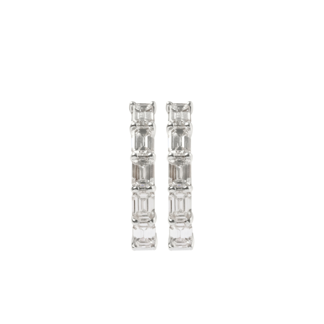Emerald Cut Diamond Hoop Earrings