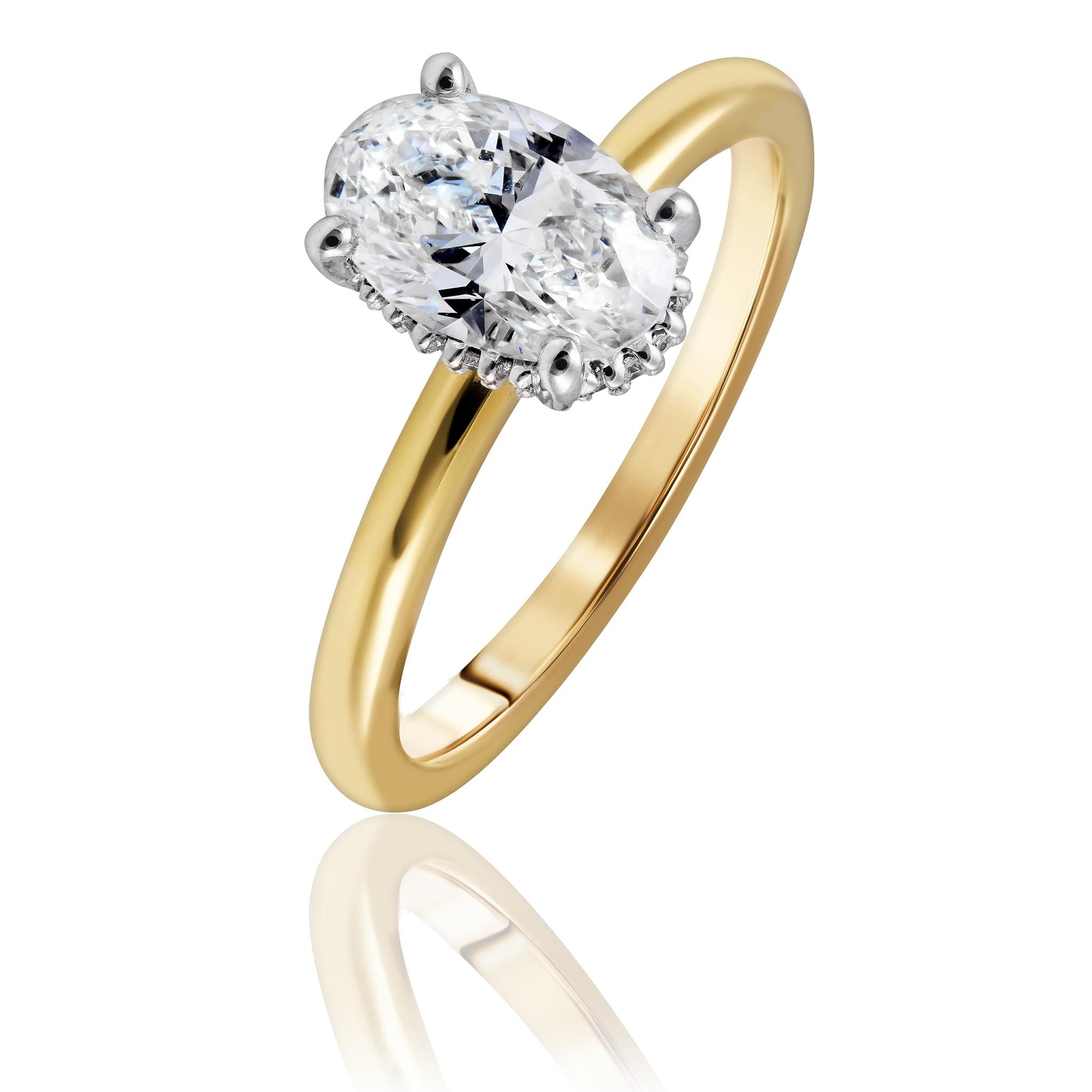 Oval Diamond Engagement Ring with hidden halo