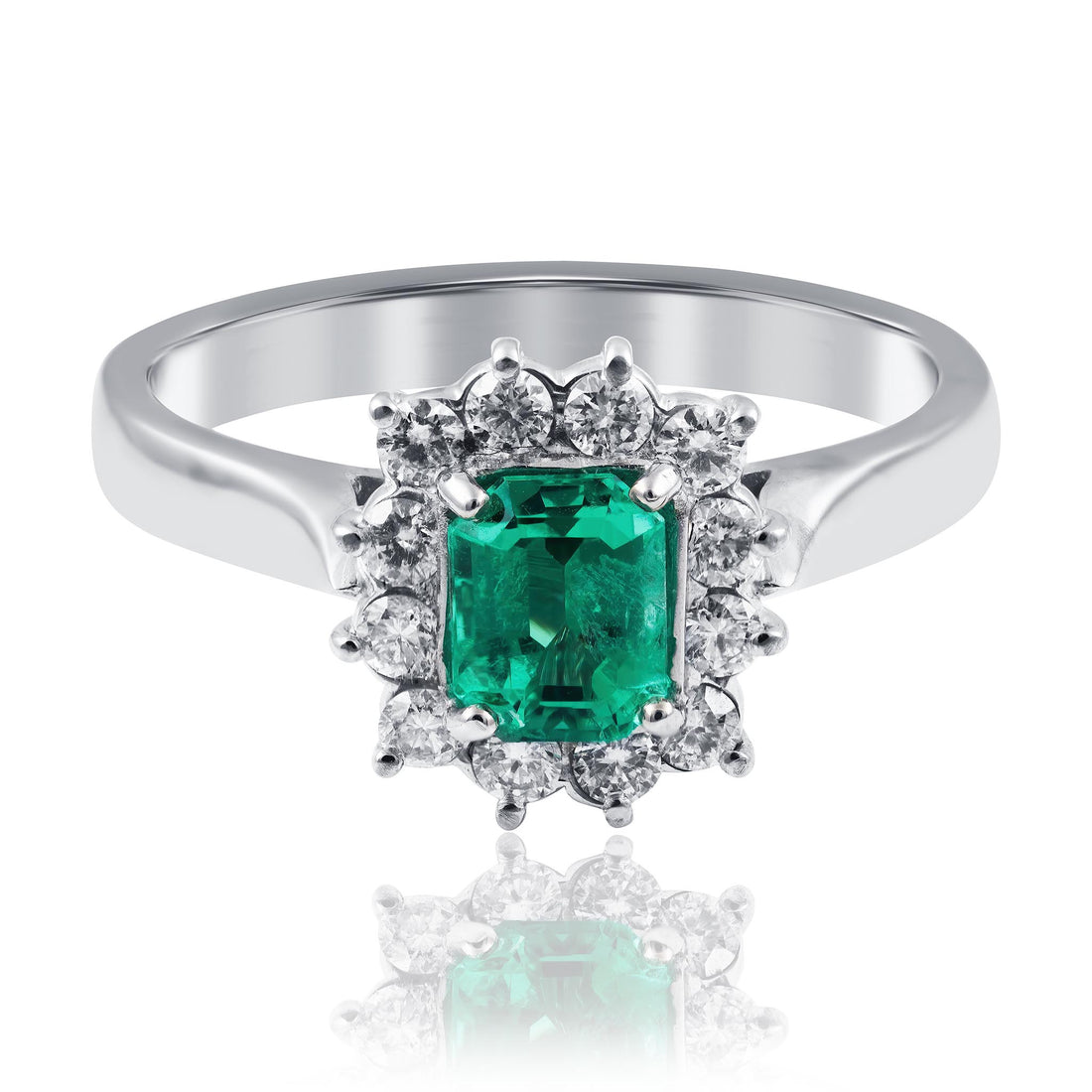 Natural Emerald and Diamond Halo