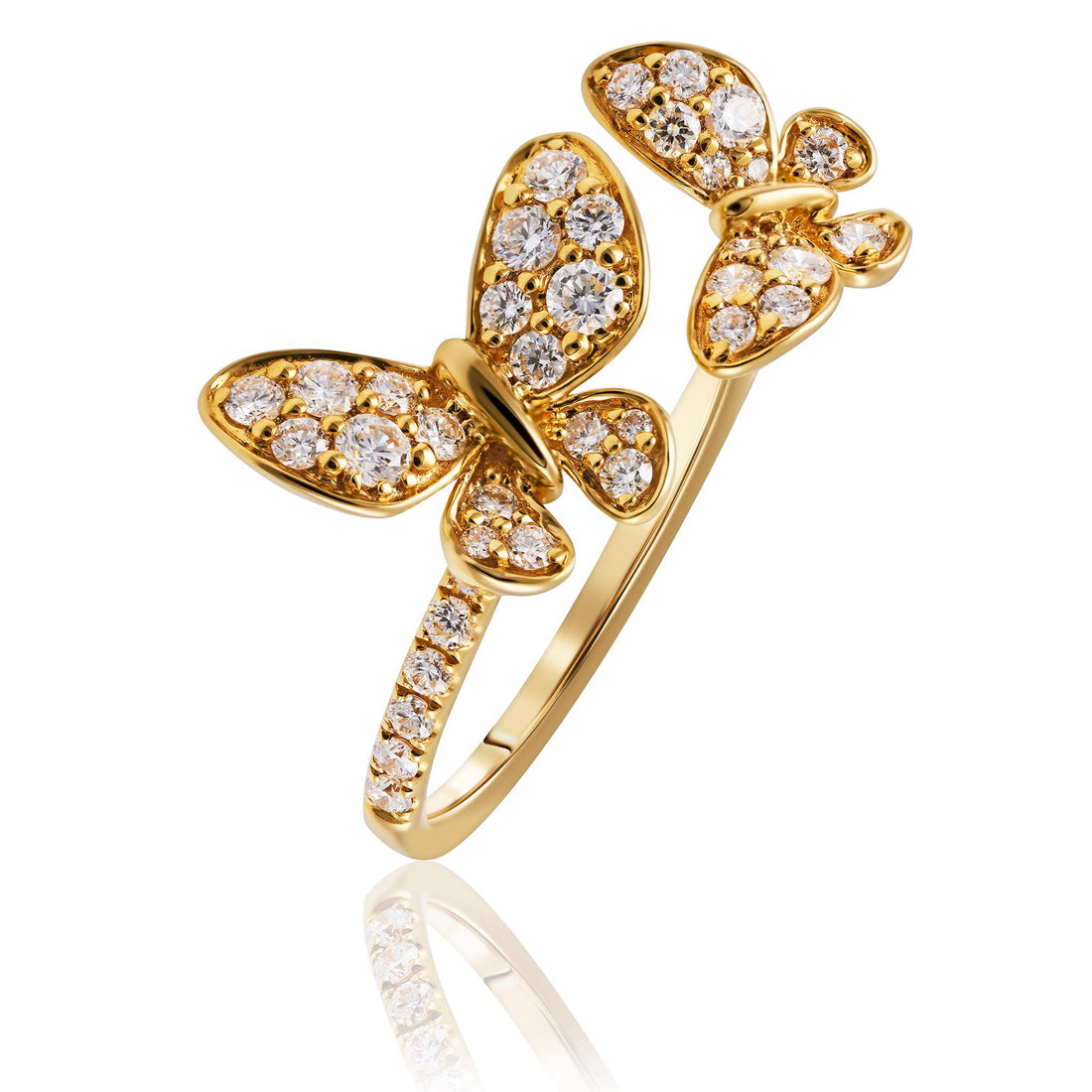 Diamond set butterfly ring