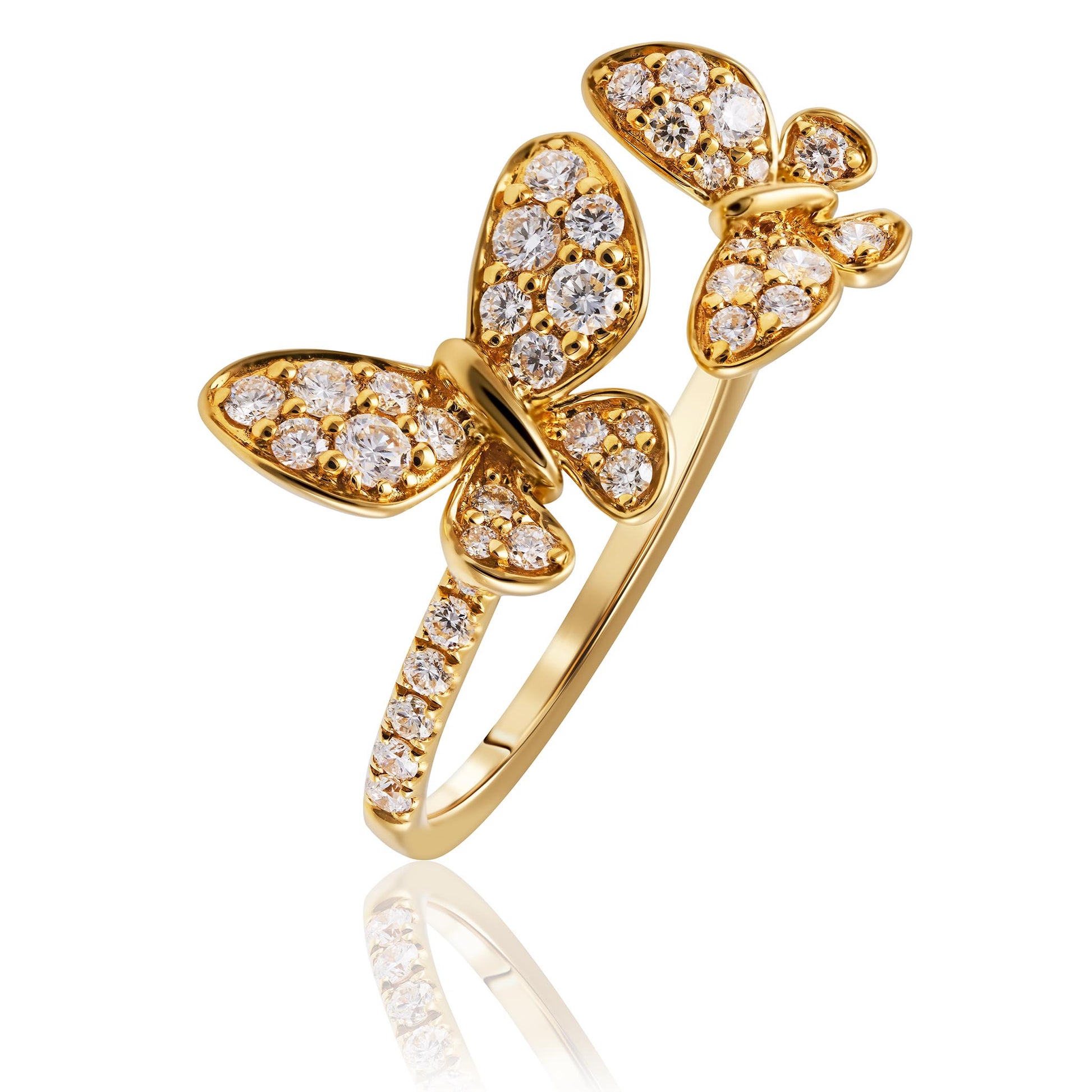 Diamond set butterfly ring