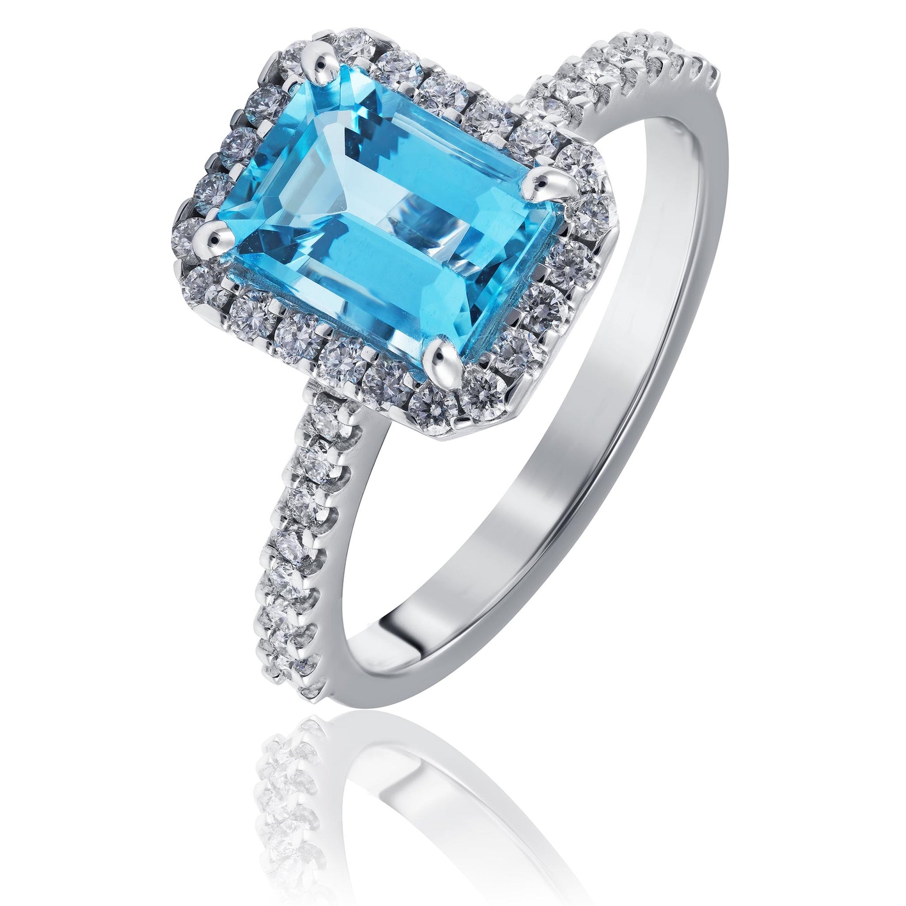 Aquamarine and diamond ring