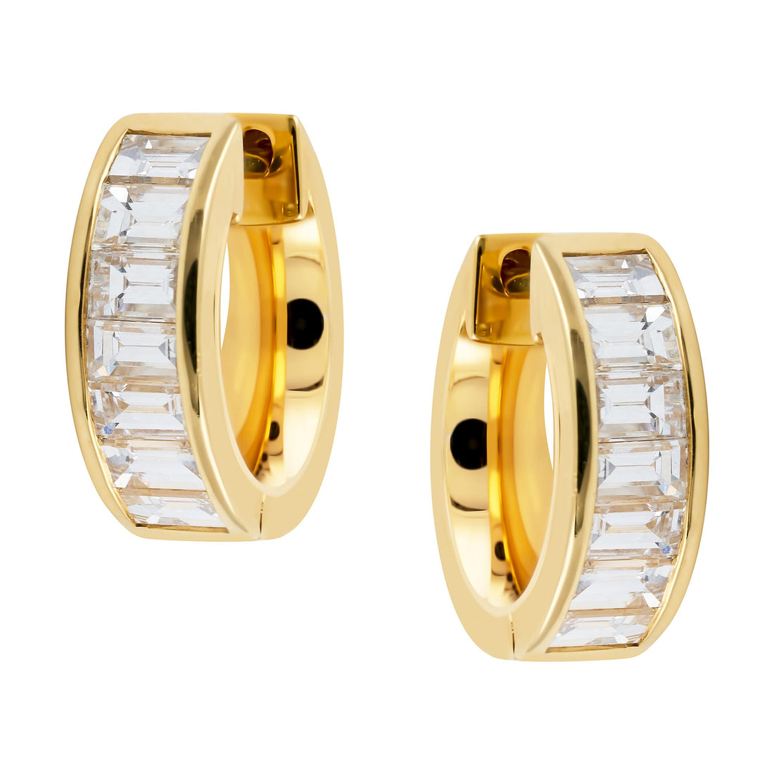 Baguette cut diamond hoops