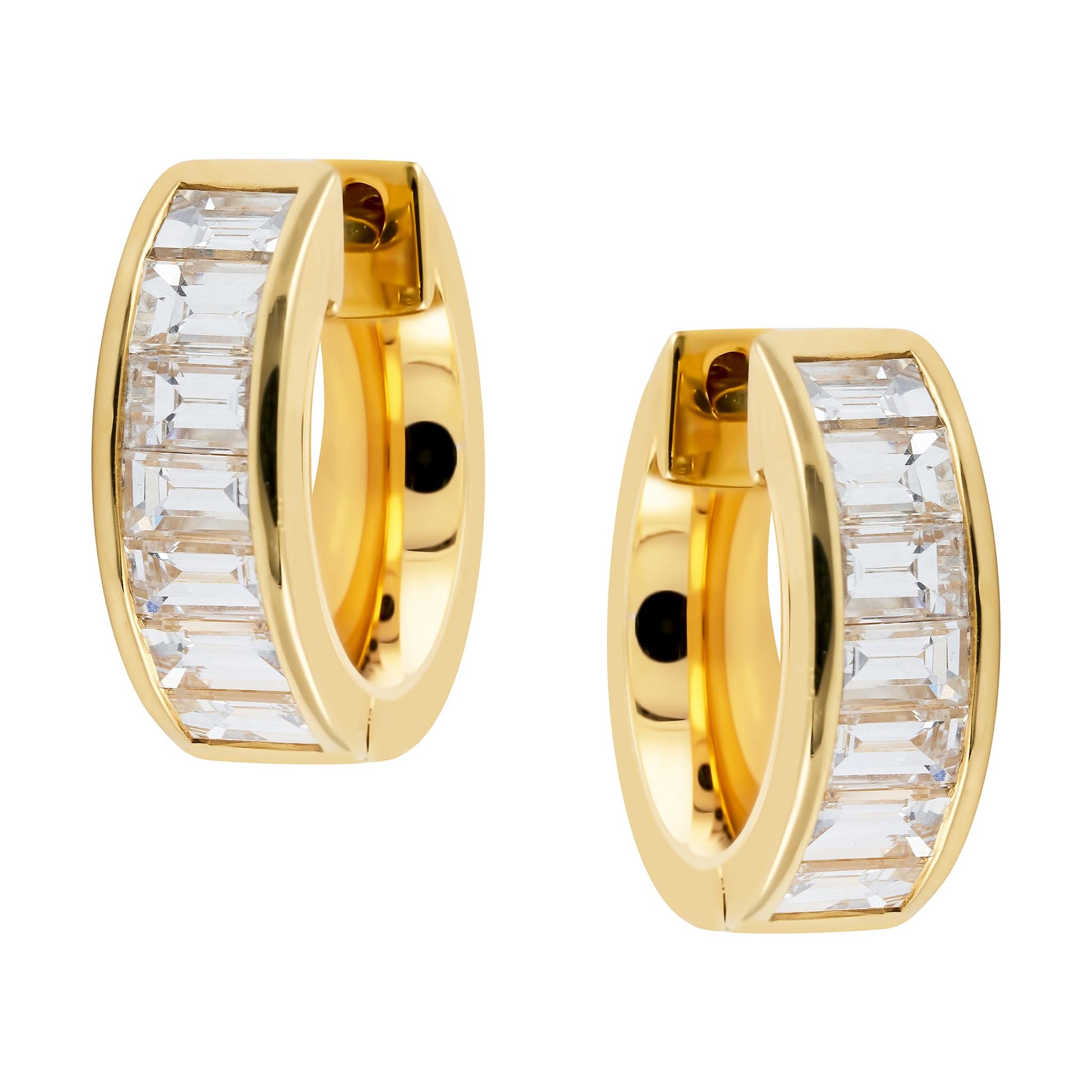 Baguette cut diamond hoops