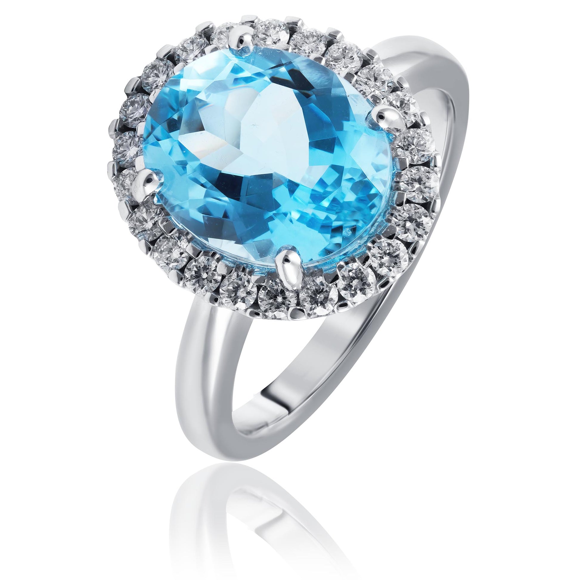 Aquamarine and Diamond Halo