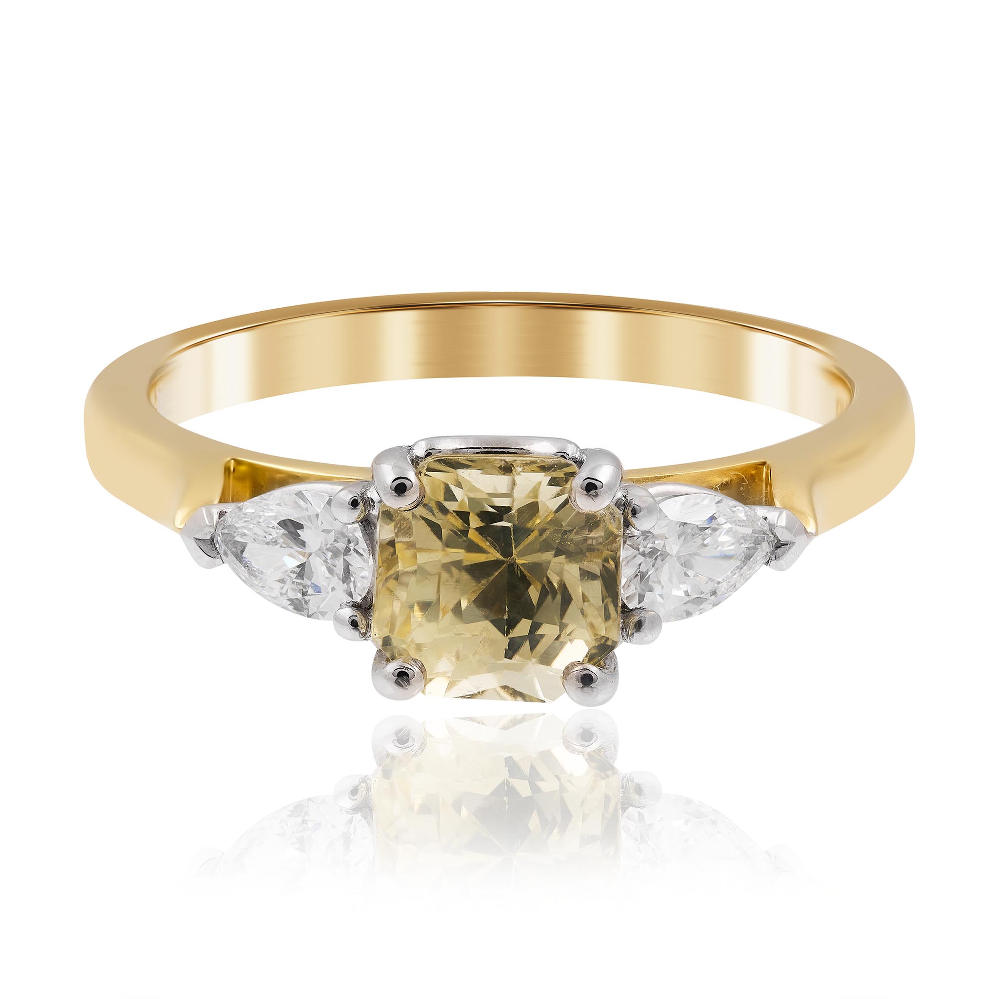Yellow Sapphire and Diamond Ring