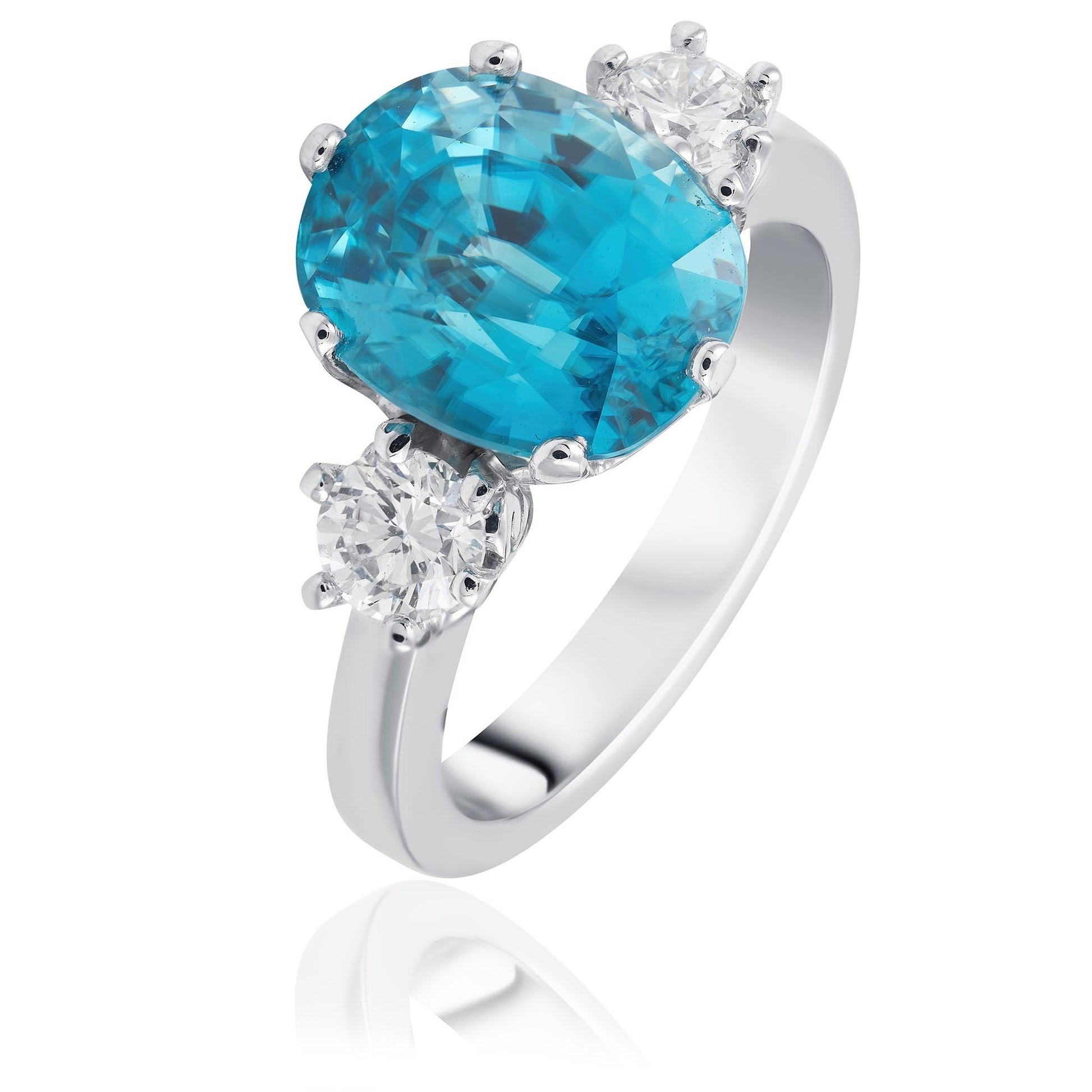 Blue Zircon Coloured Gemstone Ring
