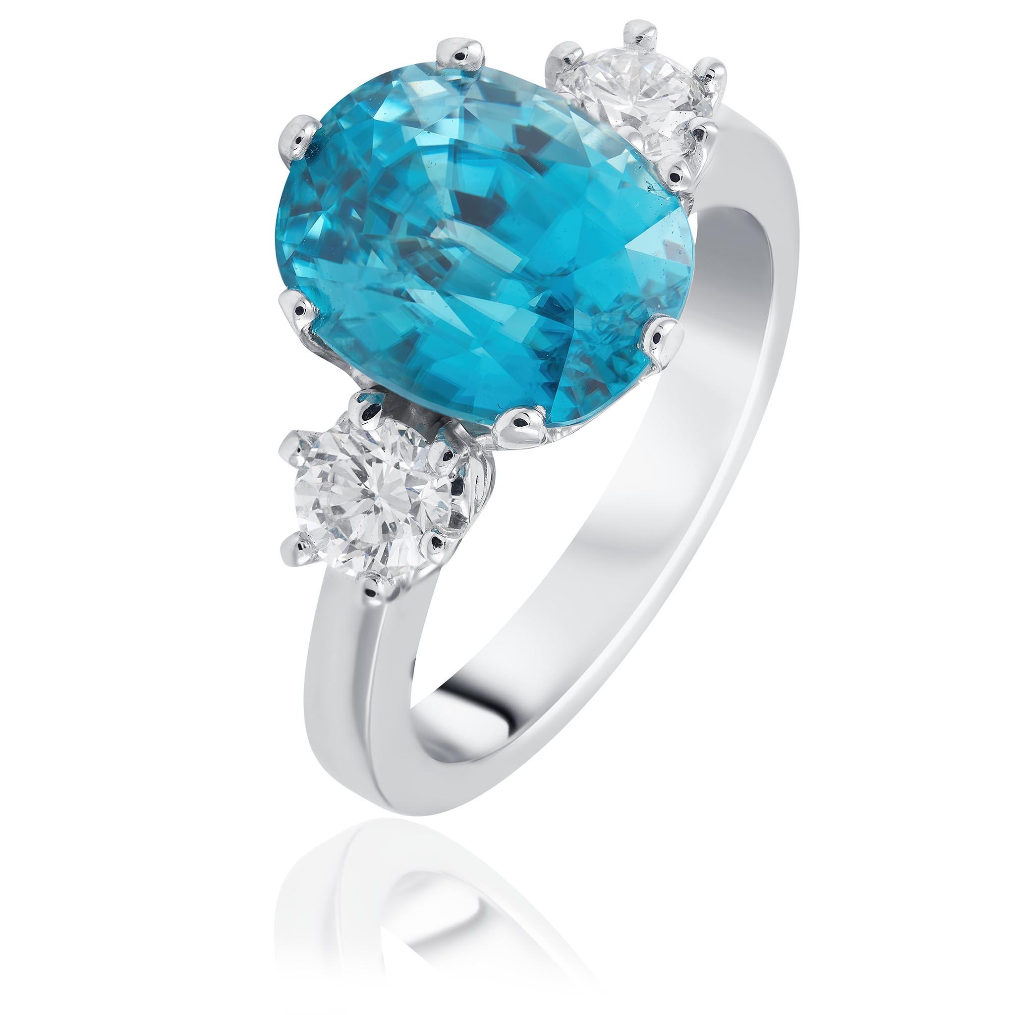 Blue Zircon Coloured Gemstone Ring