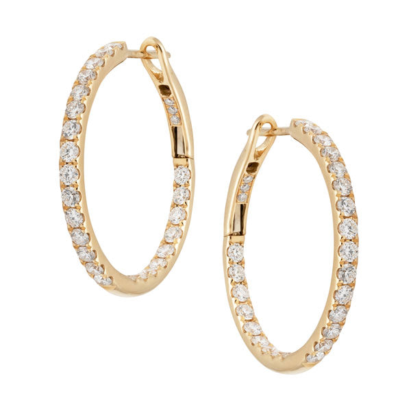Diamond Hoop Earrings Yellow Gold