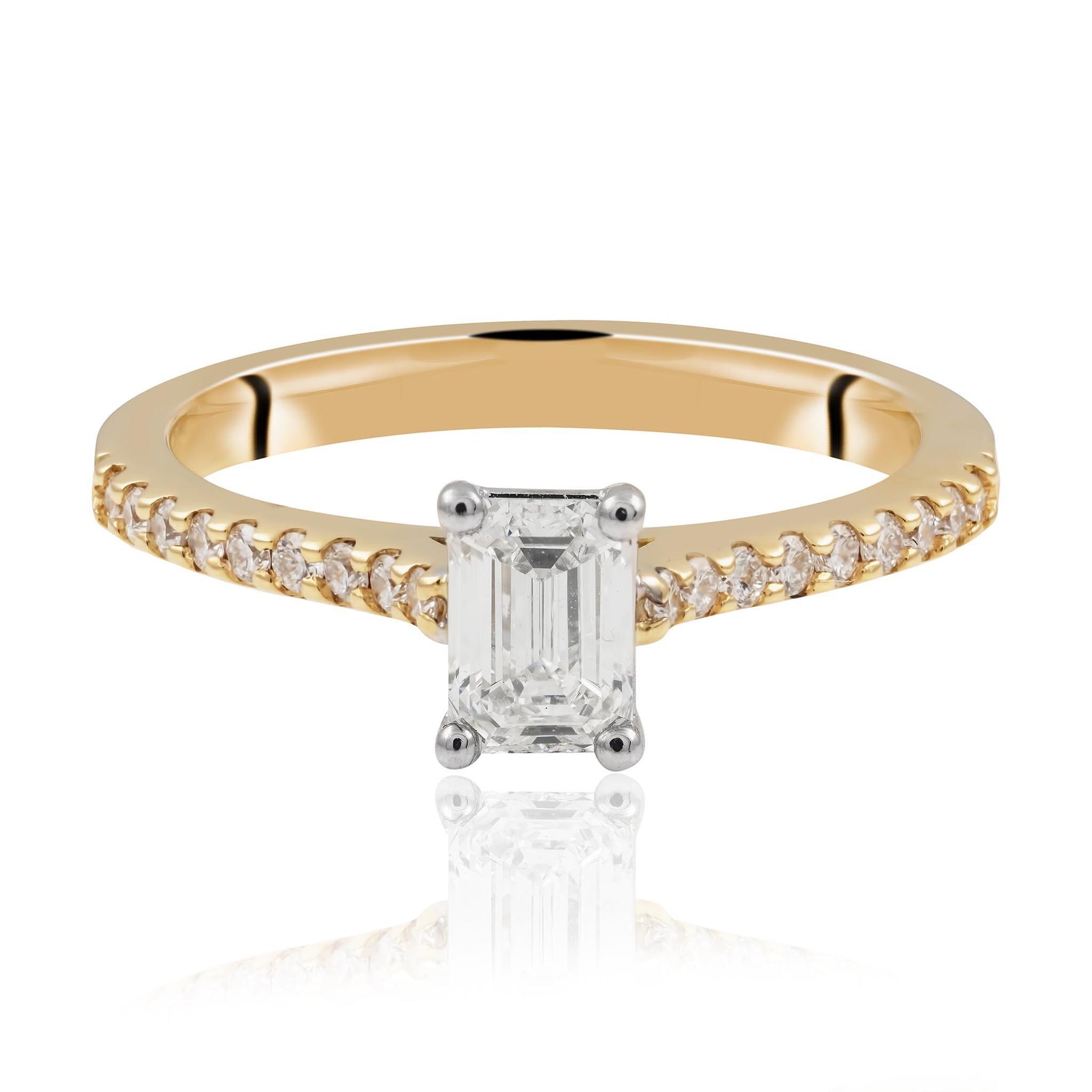 Diamond Engagement Ring, Emeralds Cut Diamond