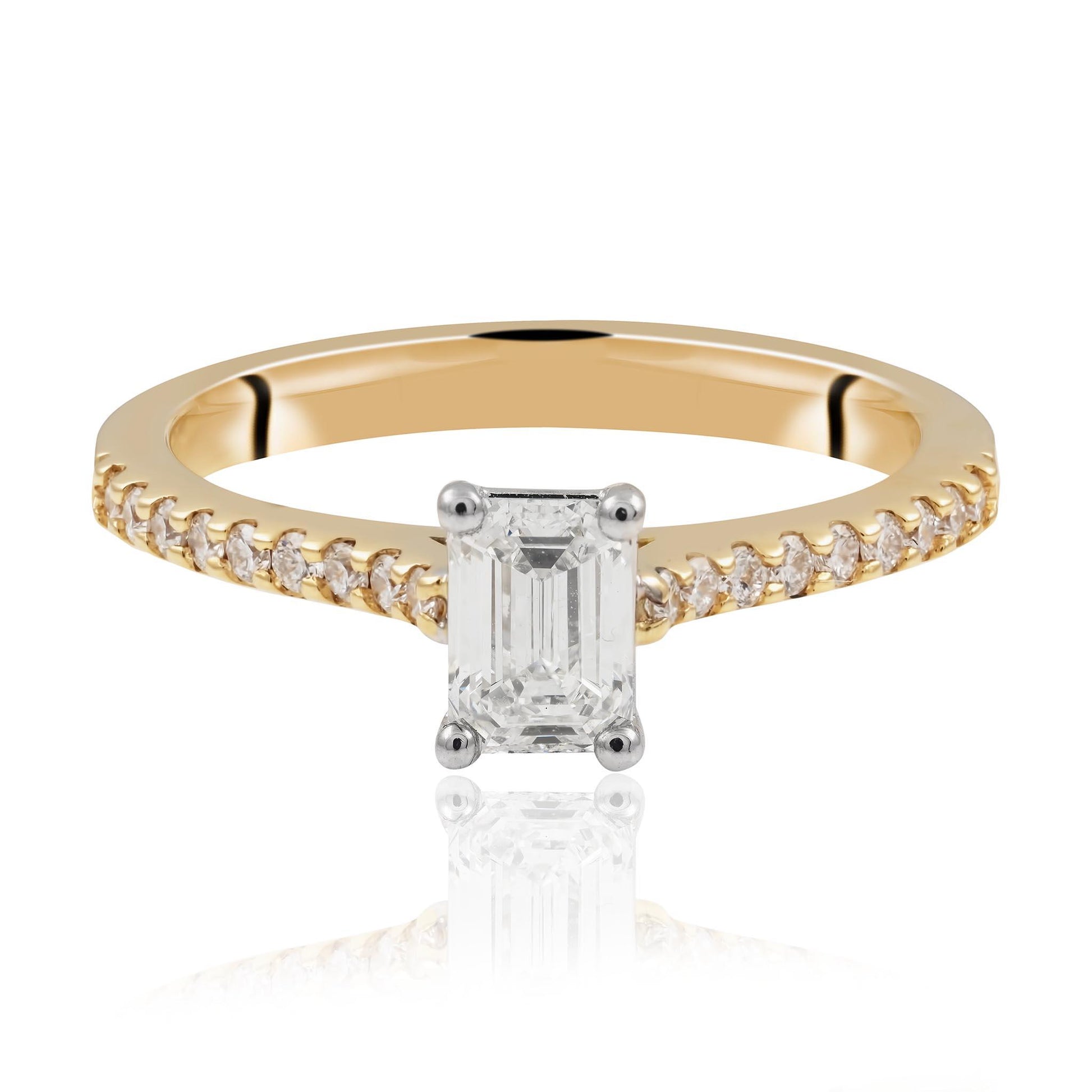 Diamond Engagement Ring, Emeralds Cut Diamond