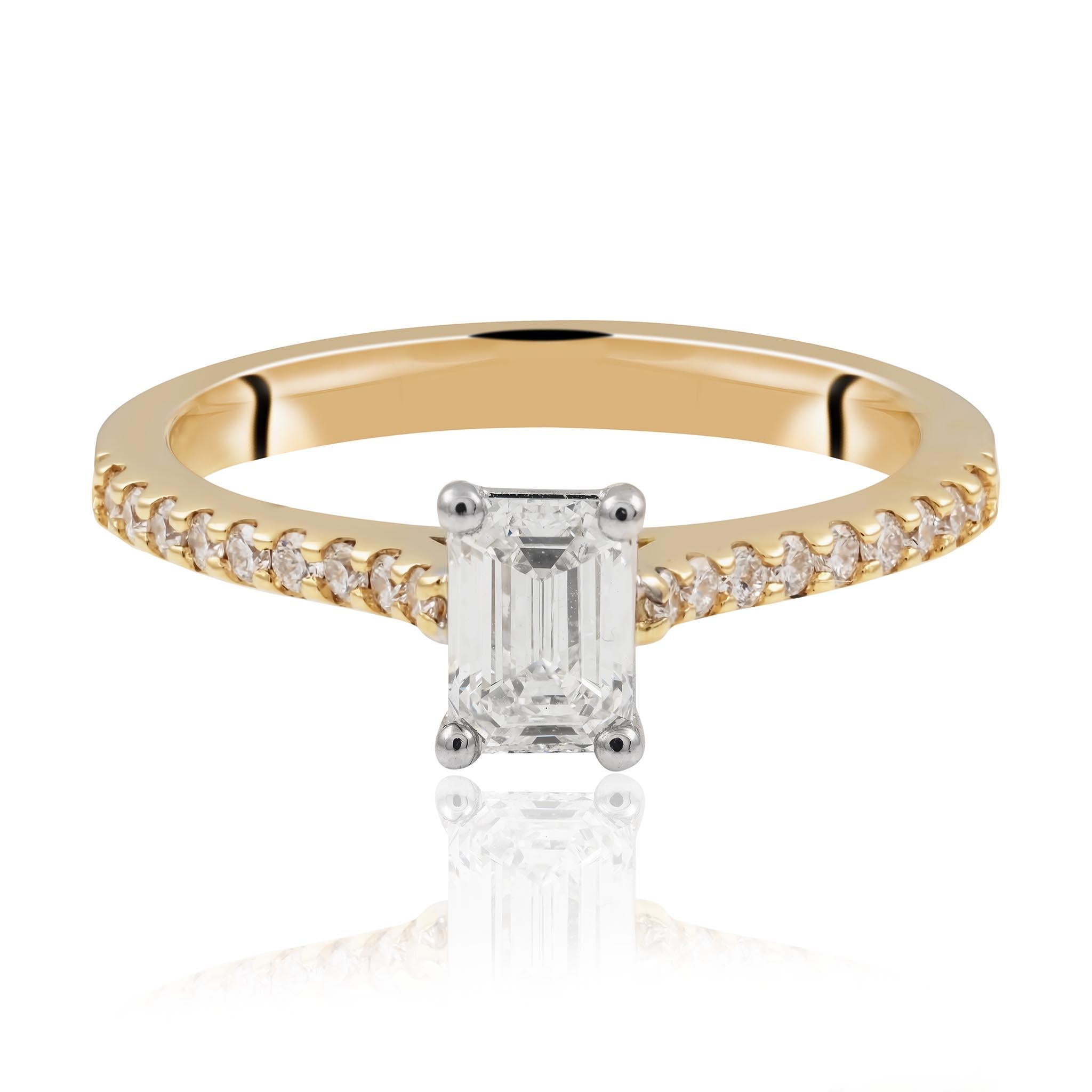 Diamond Engagement Ring, Emeralds Cut Diamond