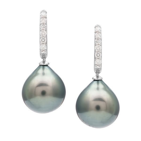 Pearl and Diamond Earrings Tahitian Earrings