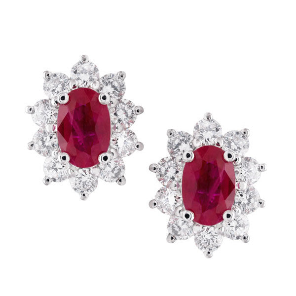 Ruby and Diamond Studs