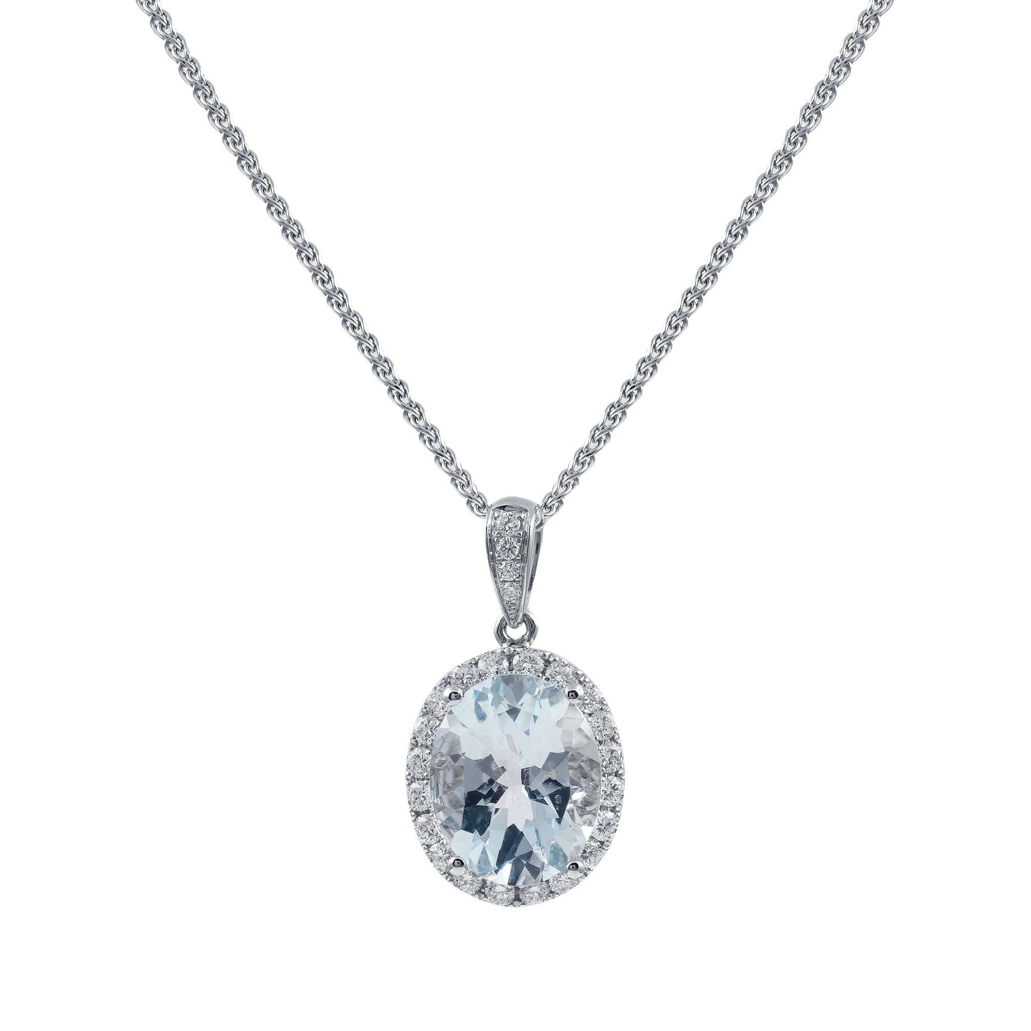 Aquamarine and Diamond Pendant