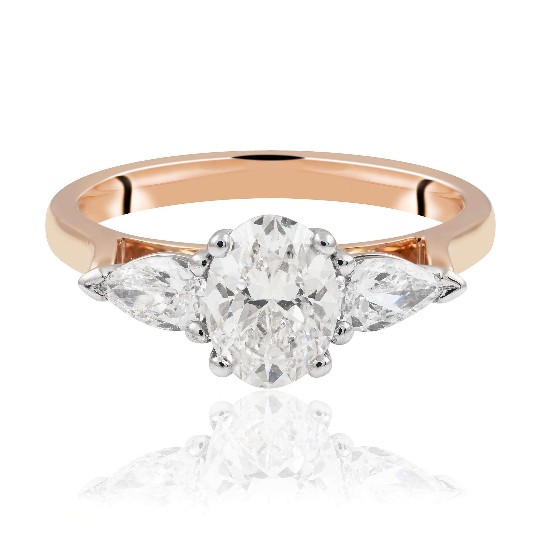 Oval Cut Diamond with pear Cut Diamond Ring