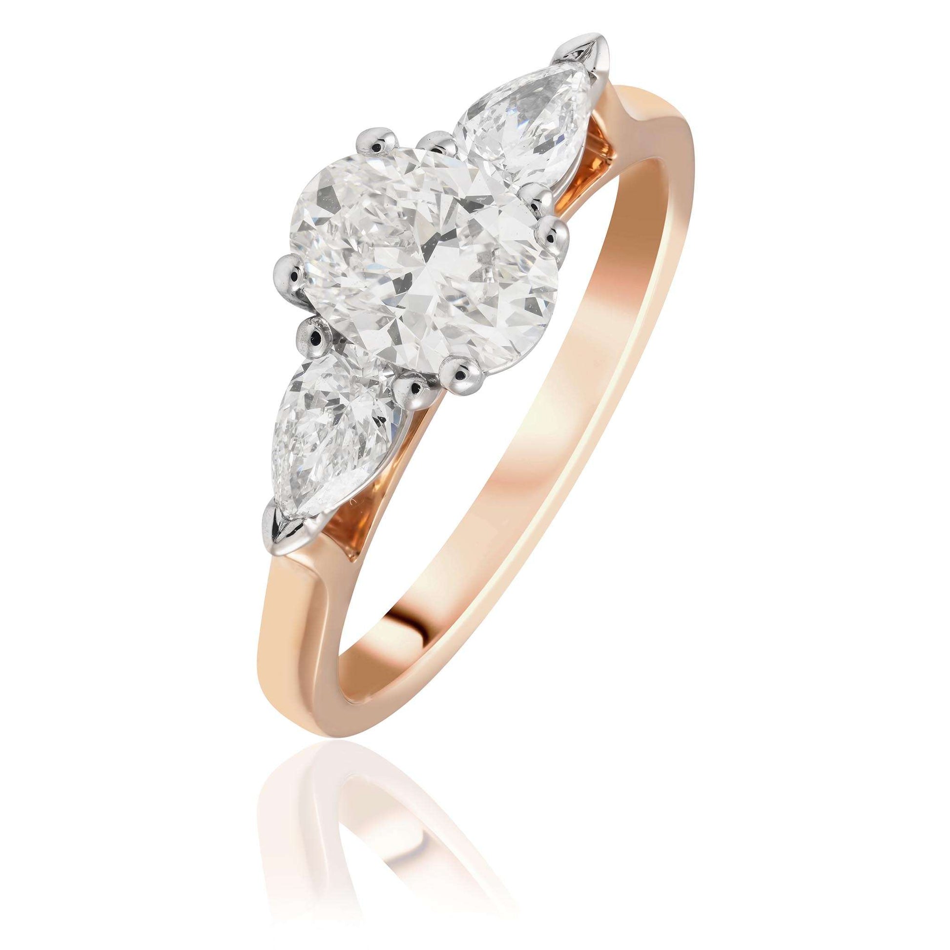 Oval Cut Diamond and Pear Cut Diamond Trilogy
