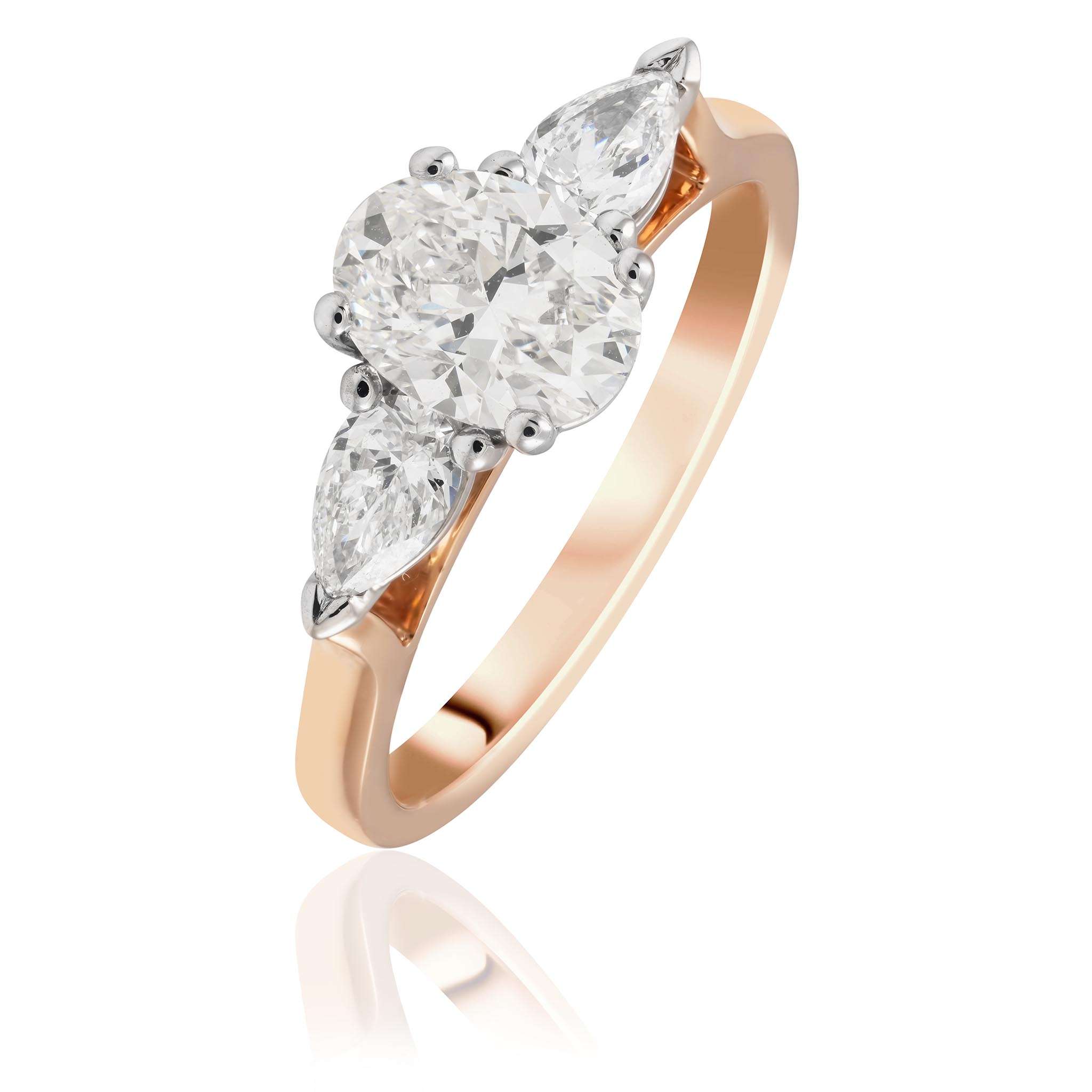 Oval Cut Diamond and Pear Cut Diamond Trilogy