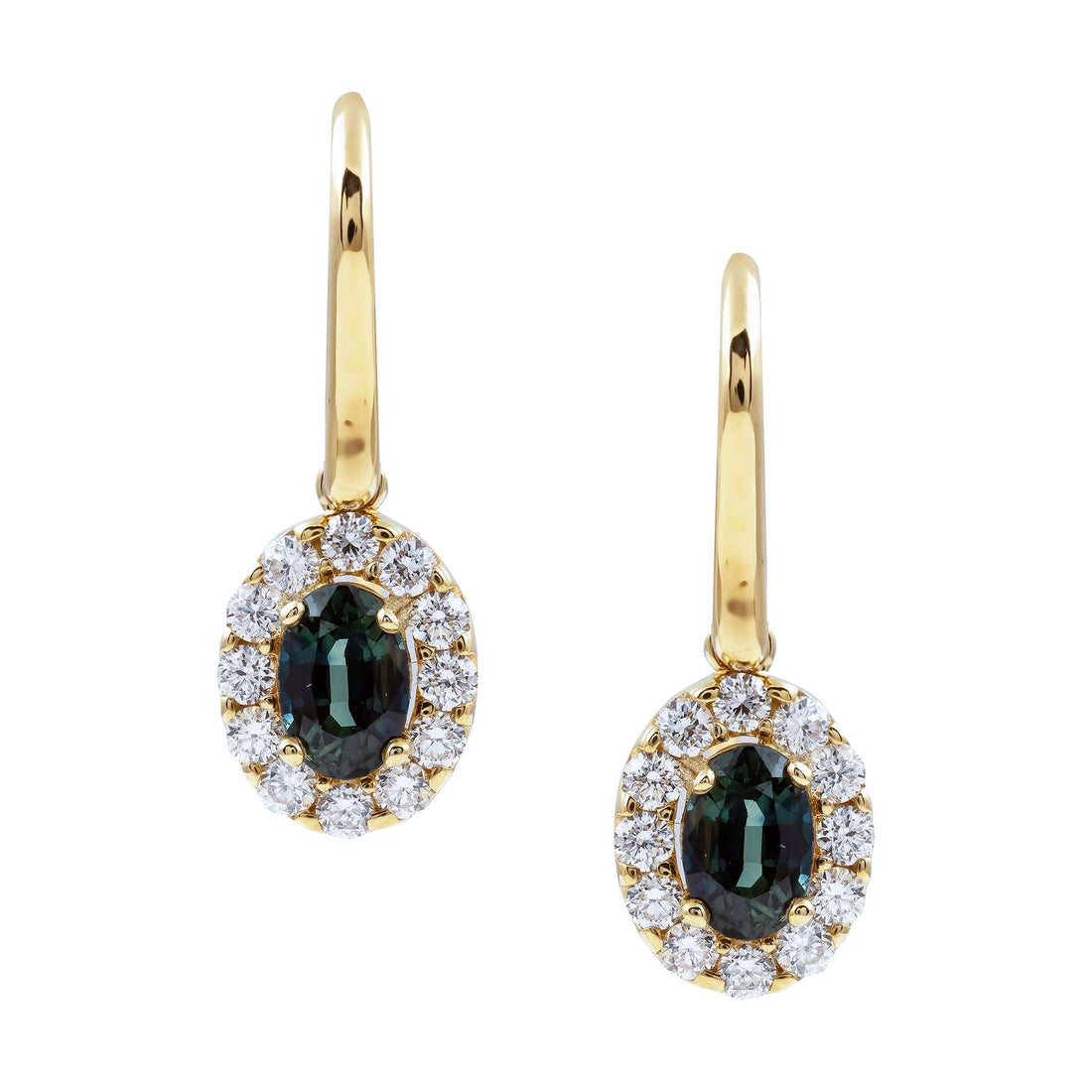 Australian Green Sapphire & Diamond Earrings