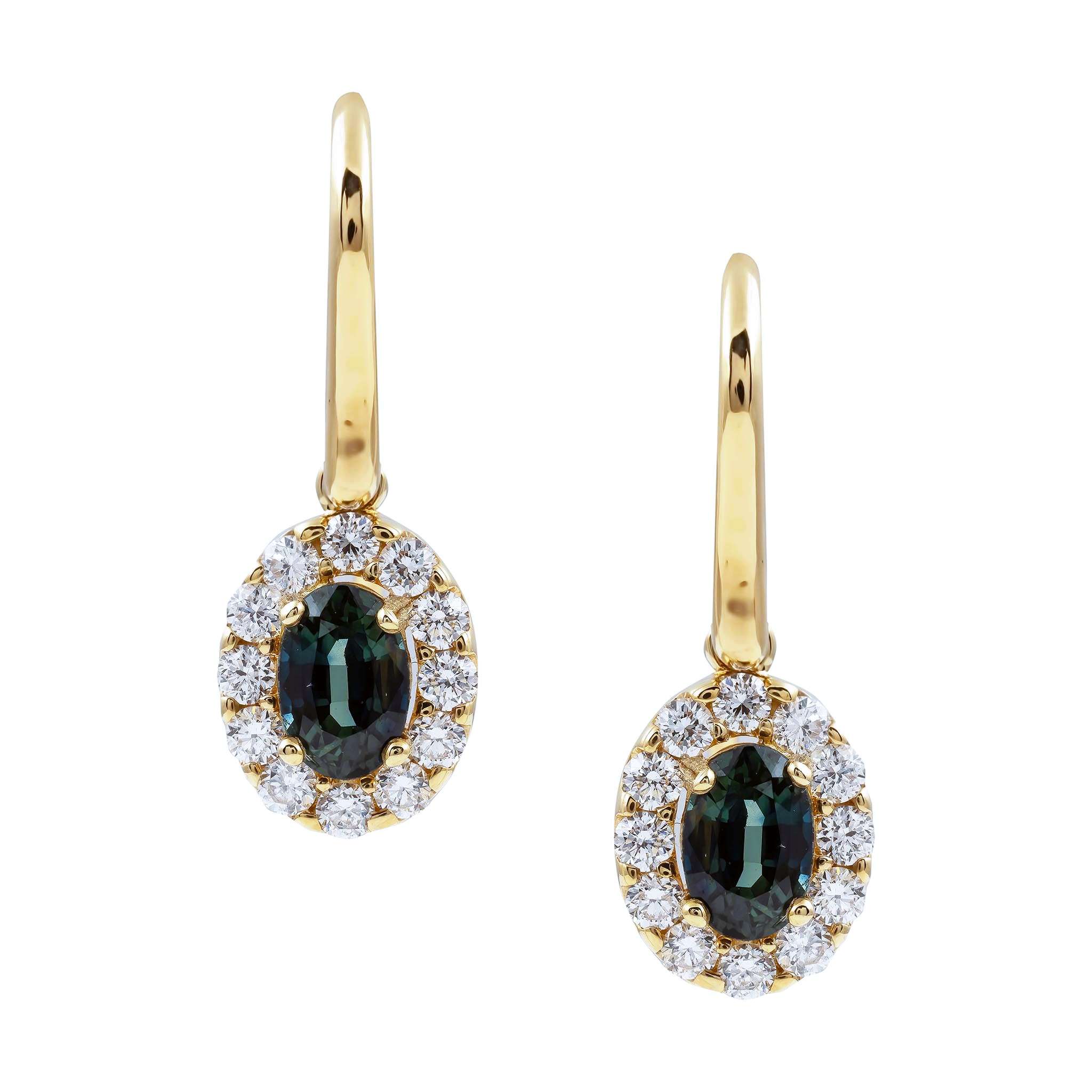 Australian Green Sapphire & Diamond Earrings