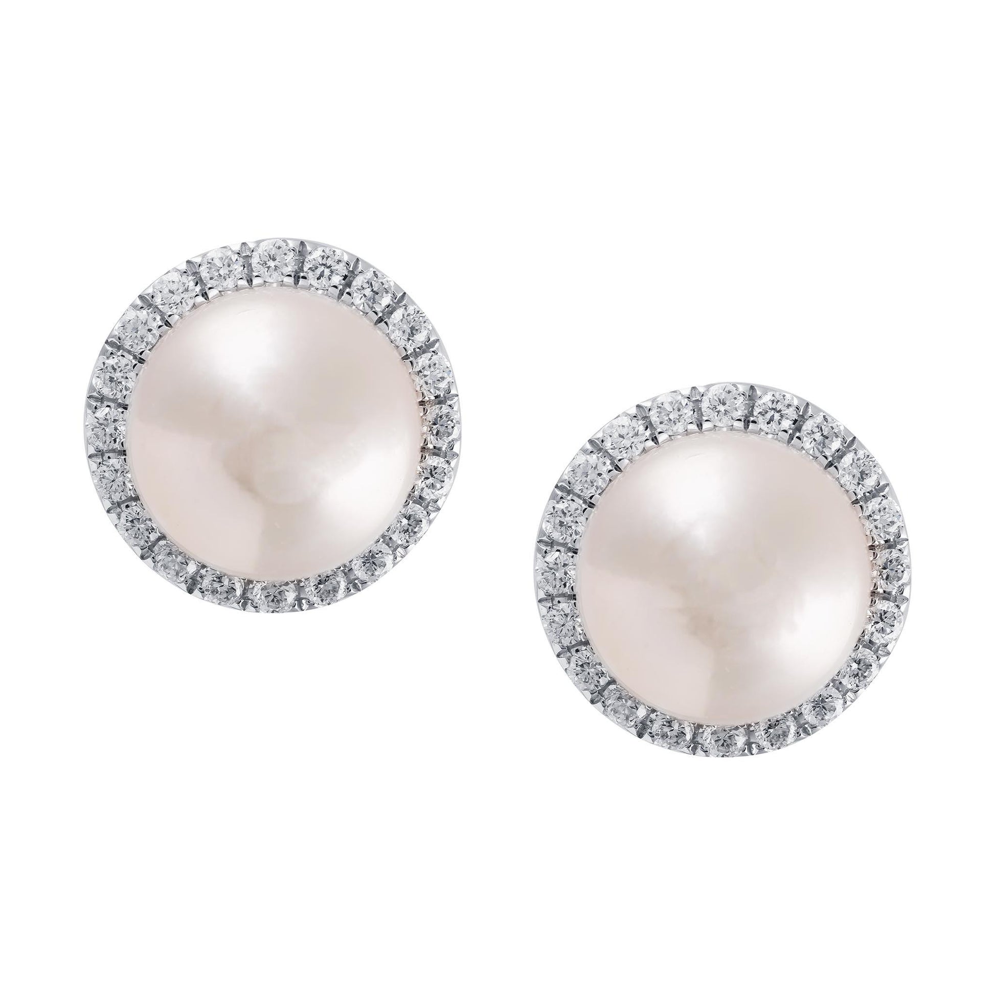 Pearl and Diamond Stud Earrings