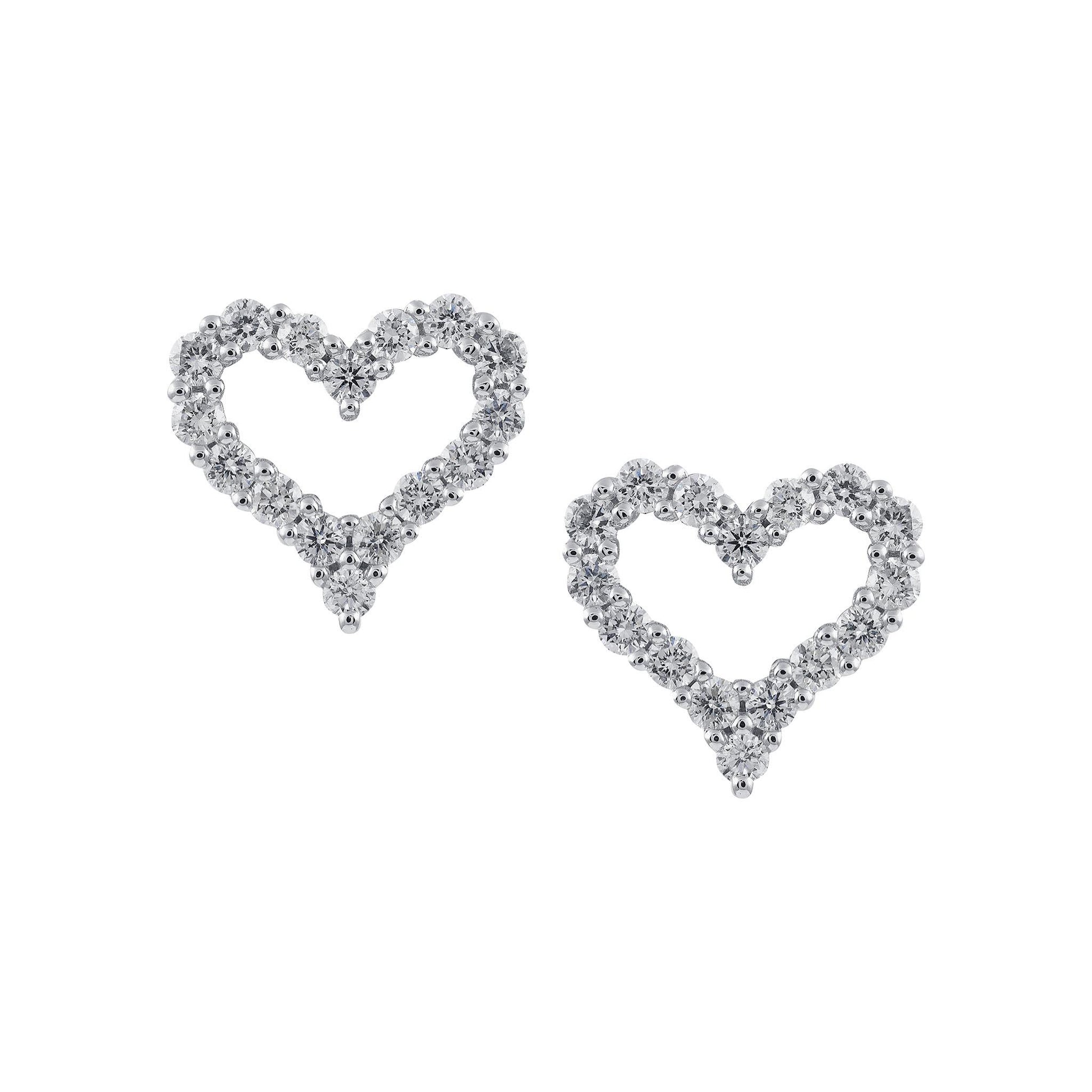 Diamond heart shaped studs