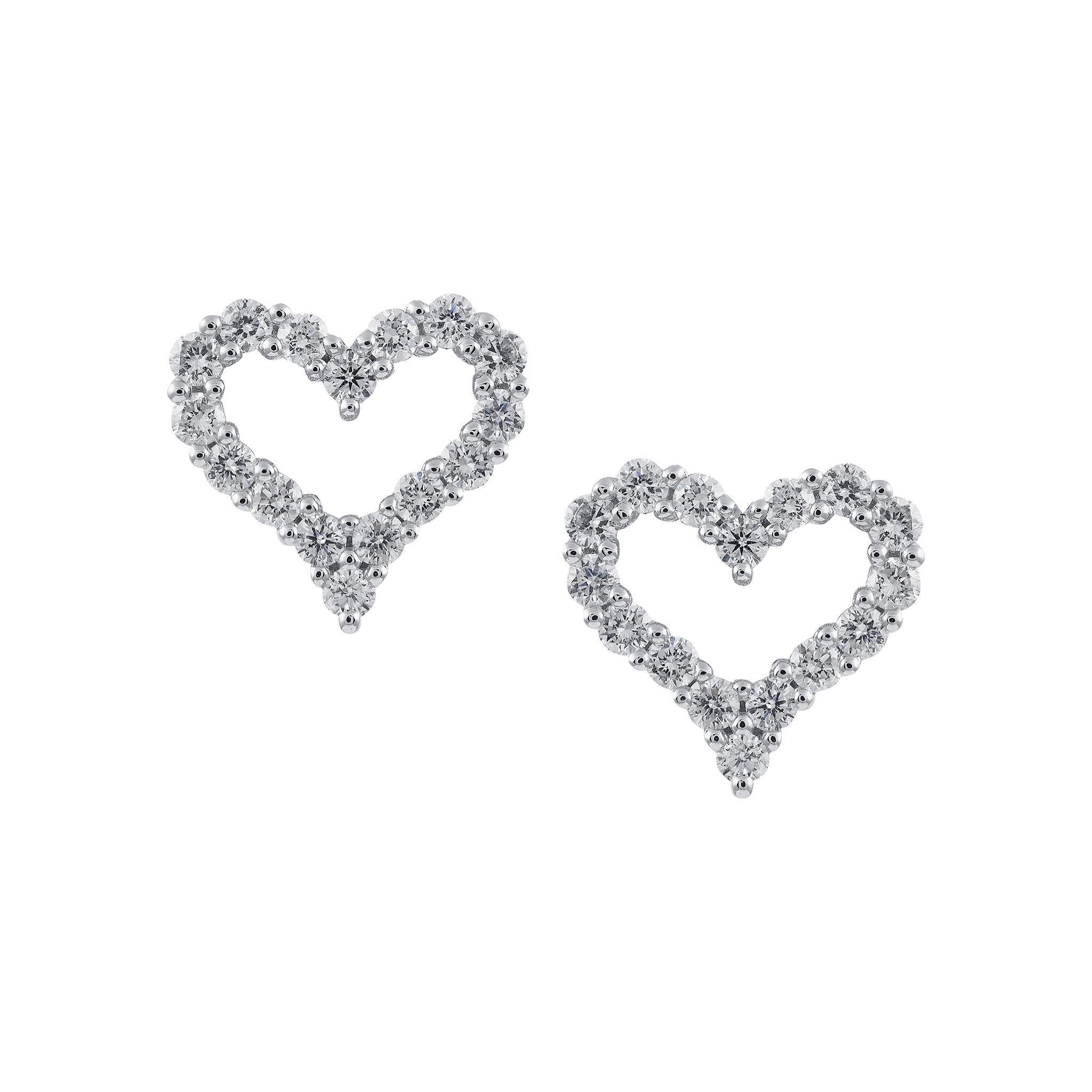 Diamond heart shaped studs