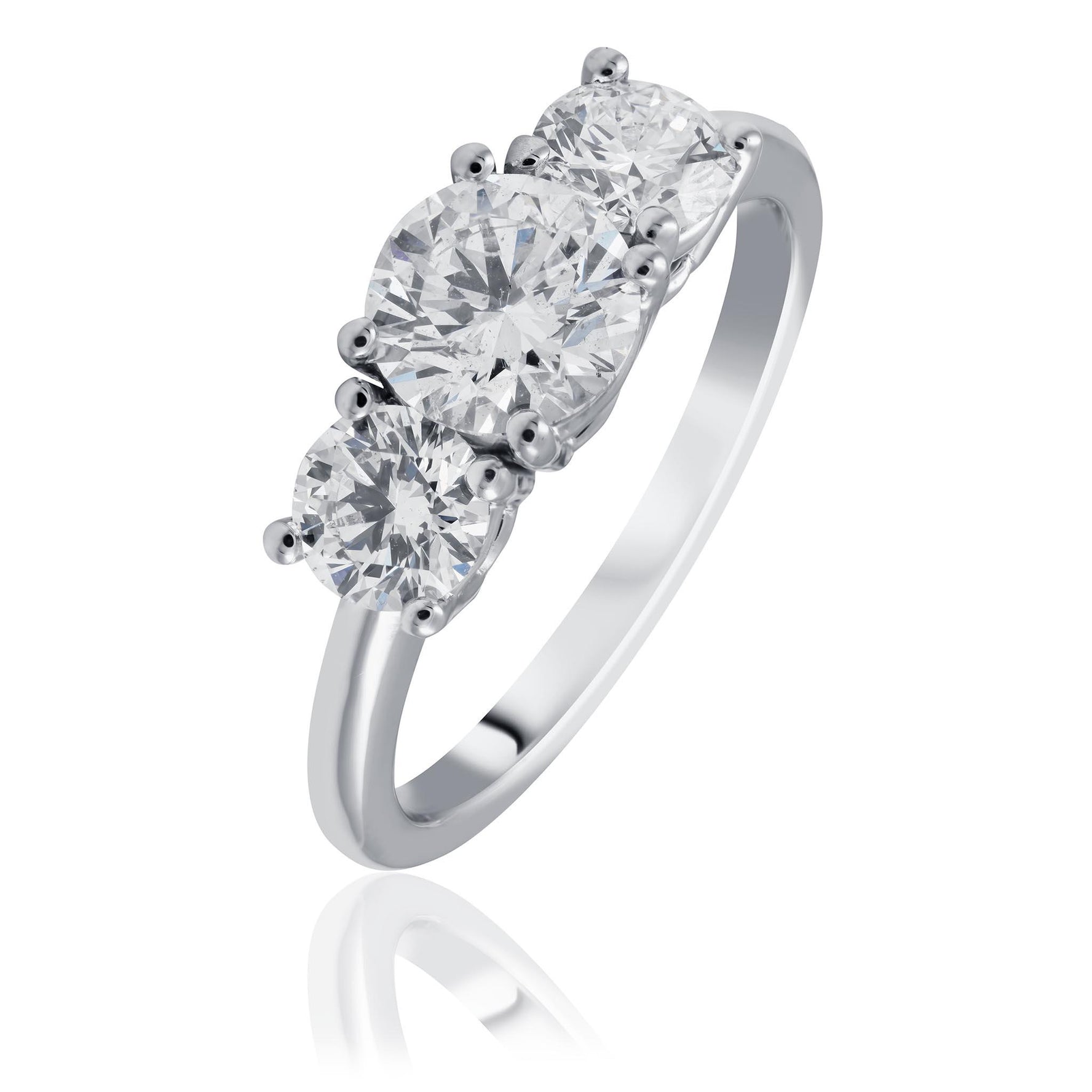 Round Diamond Engagement Ring, Trilogy Style