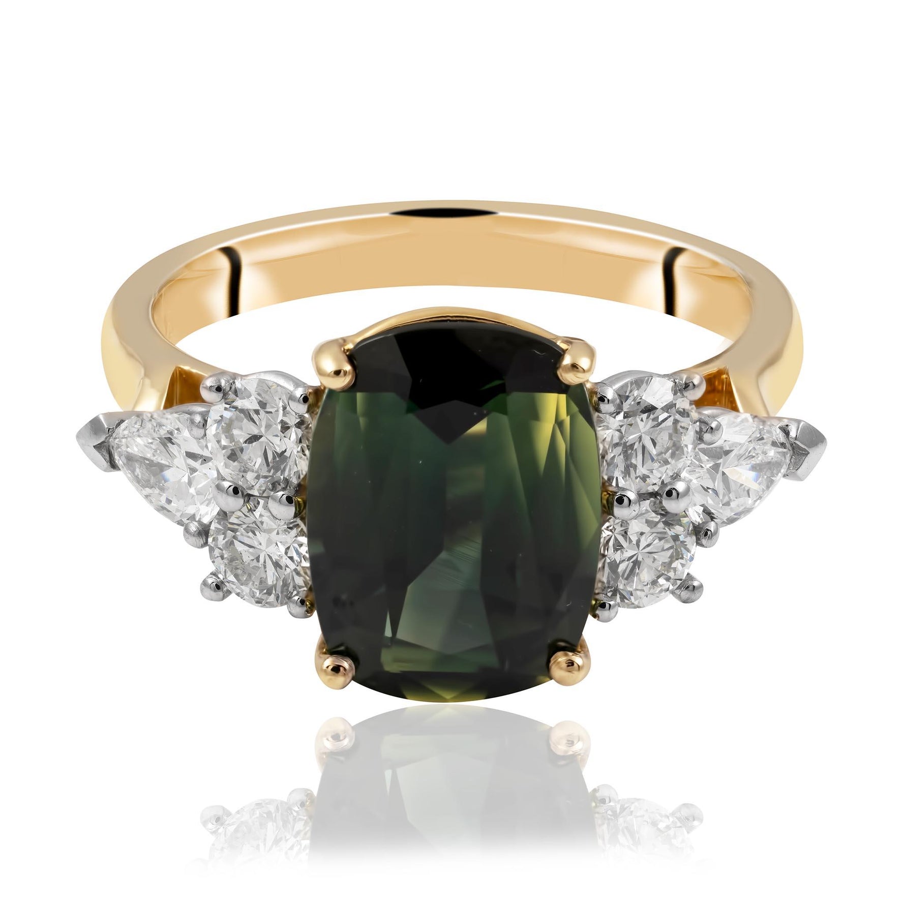 Green Sapphire and Diamond Ring