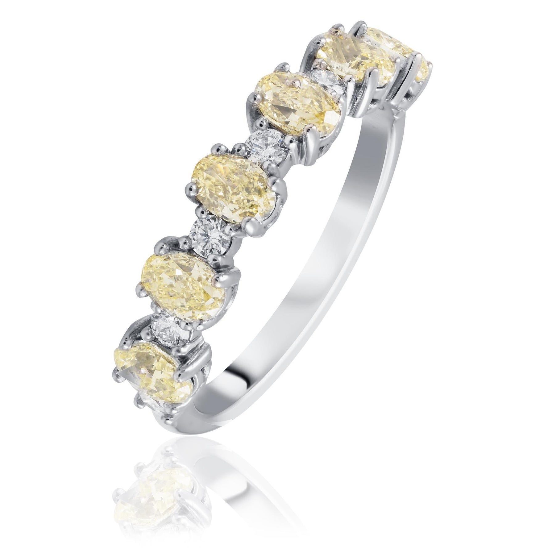 Oval cut yellow diamond ring