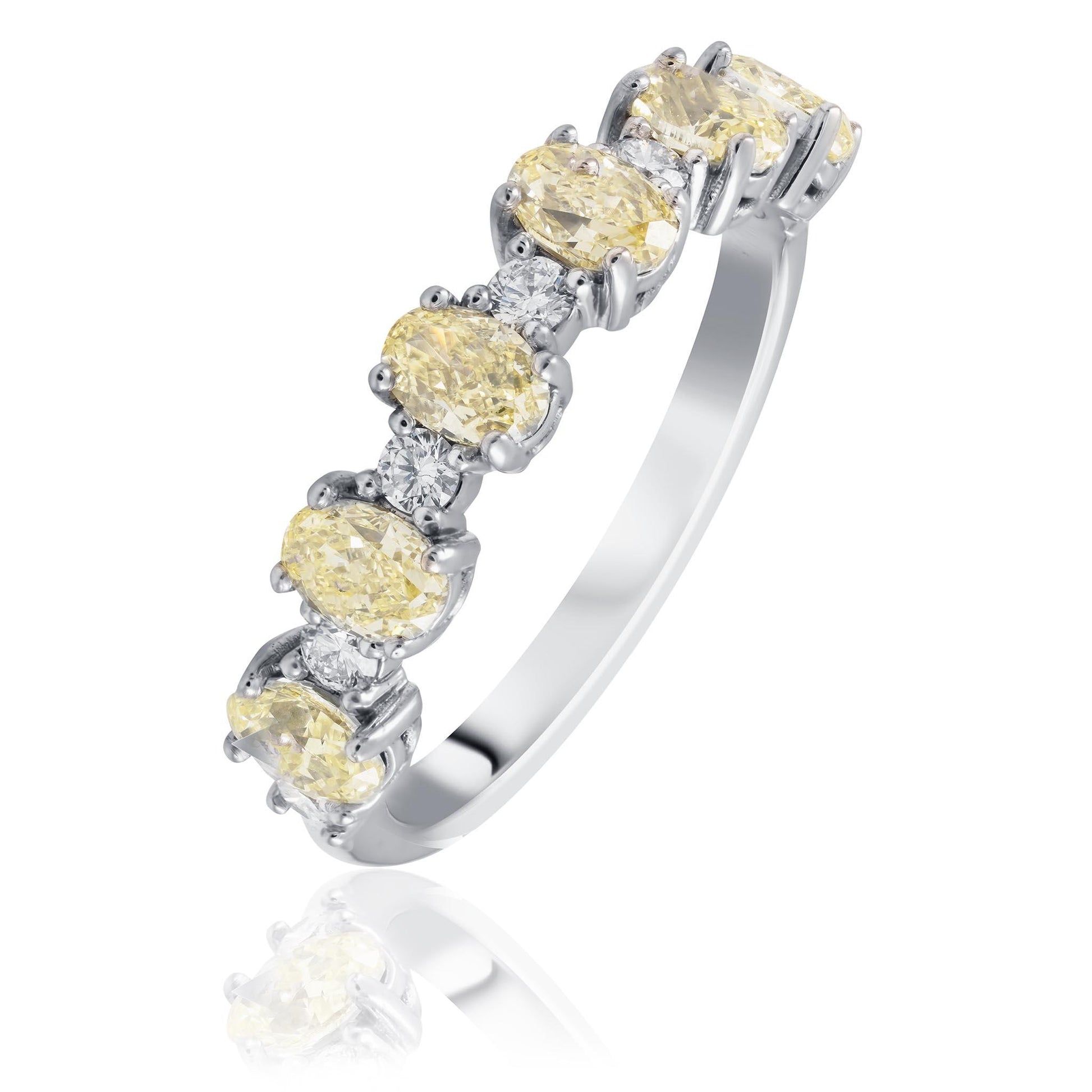 Oval cut yellow diamond ring