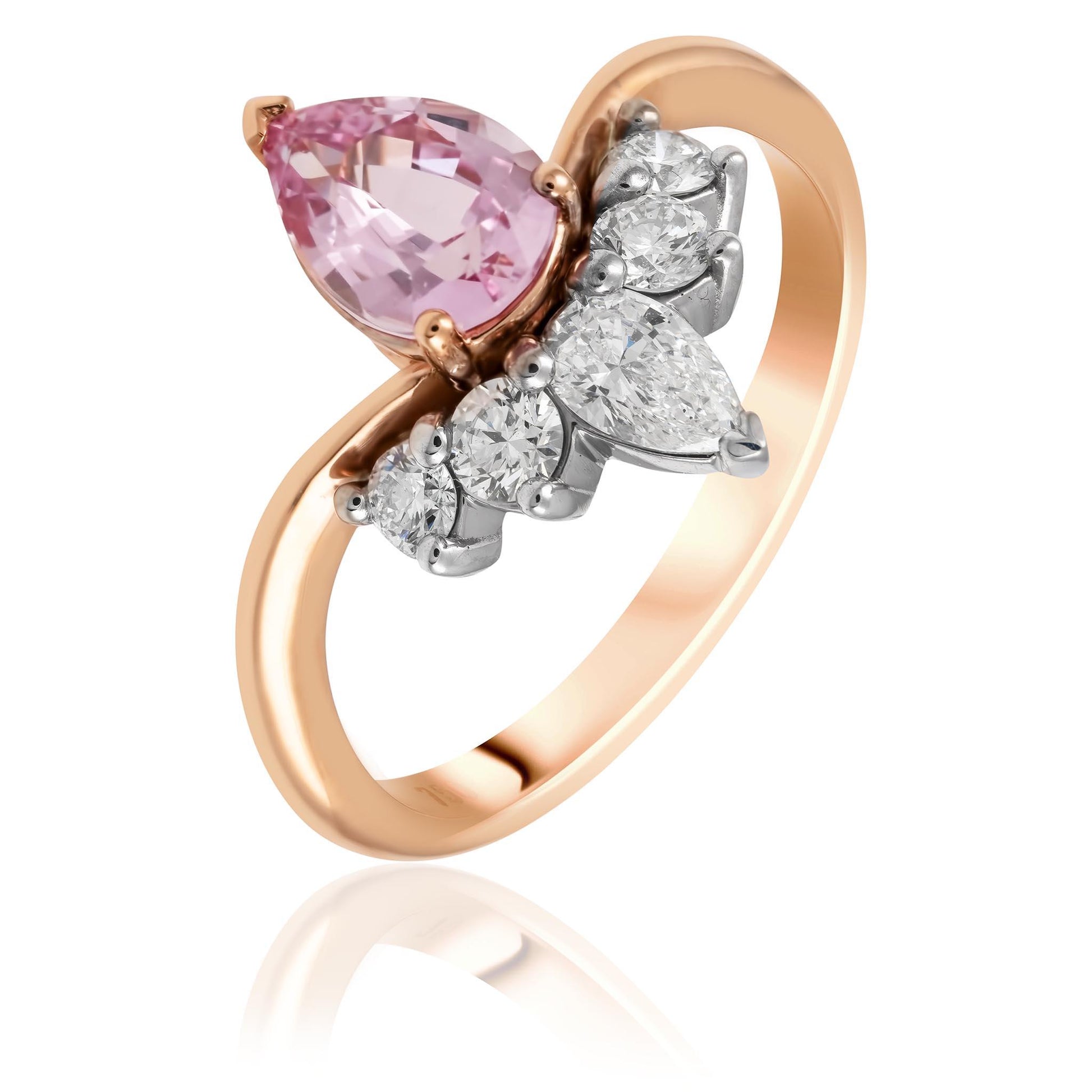 Pink Sapphire and Diamond RIng