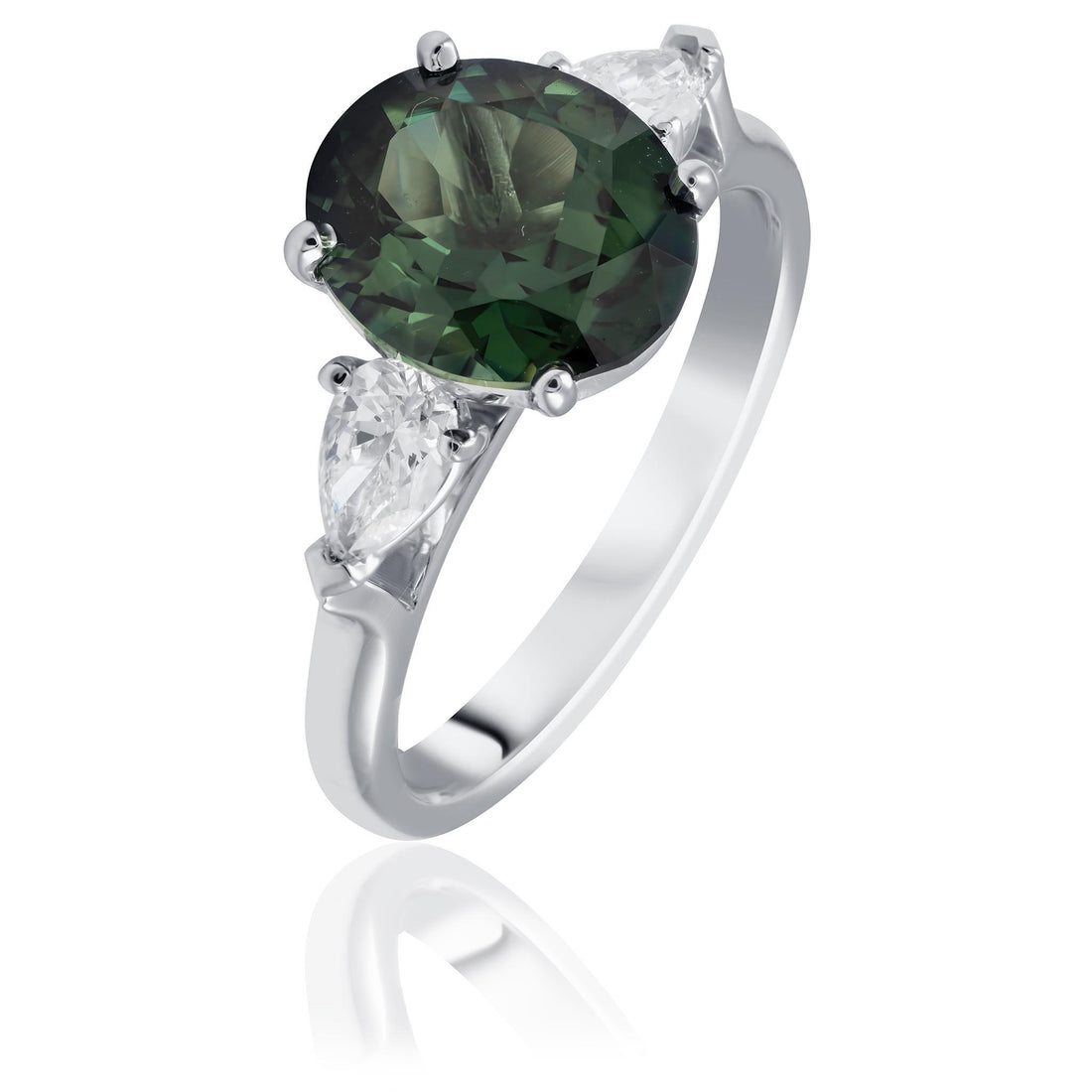 Green Sapphire and Diamond Ring