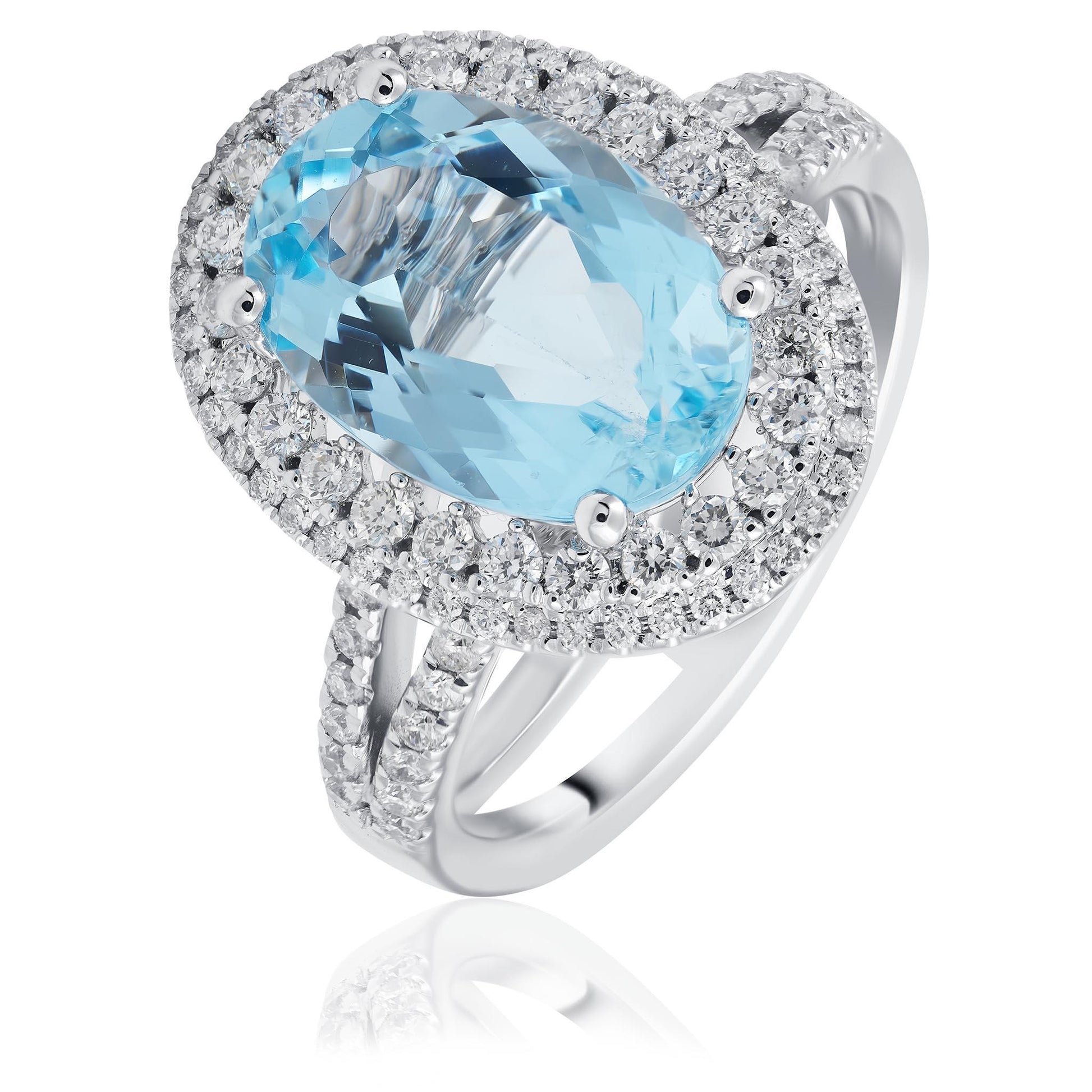 Aquamarine and diamond ring