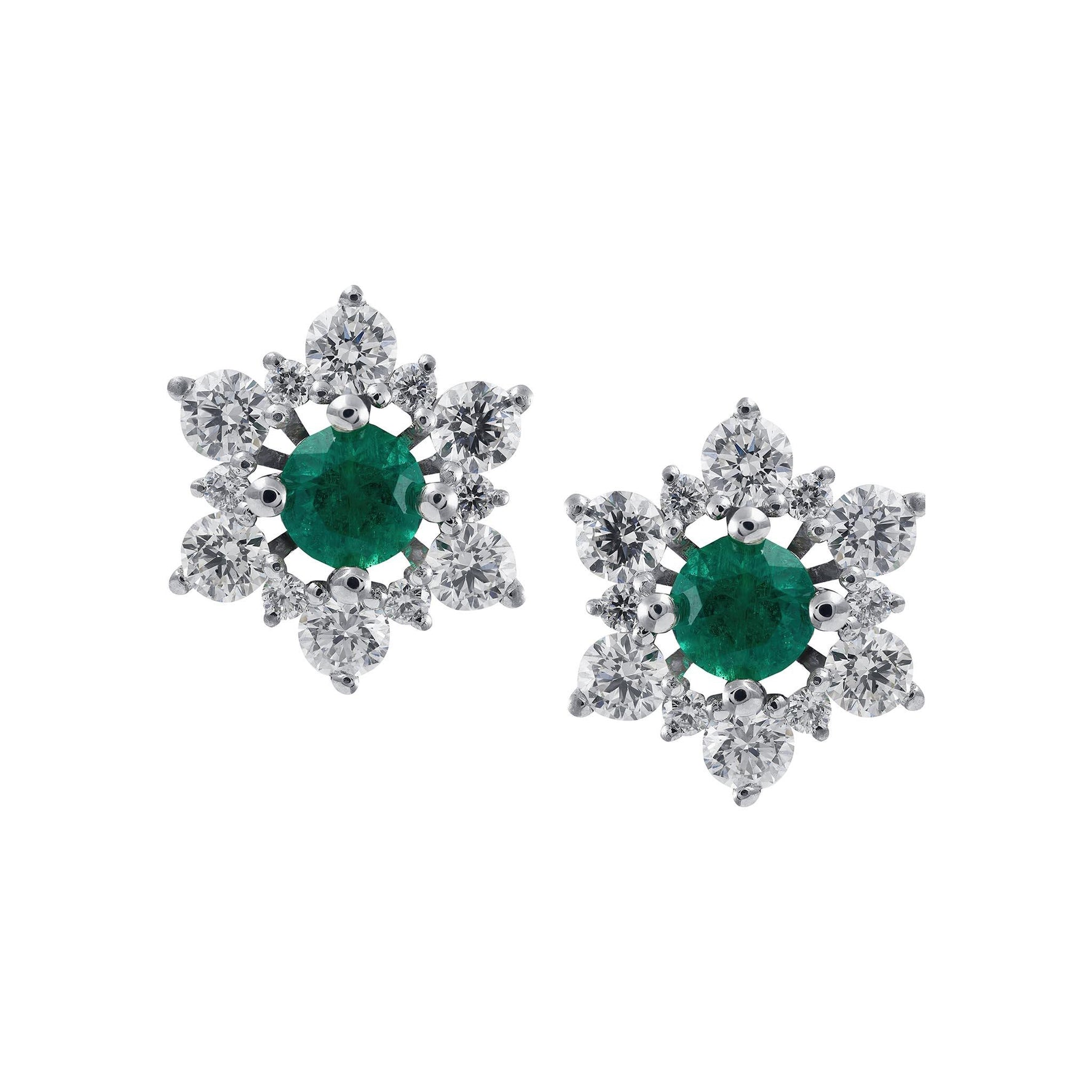 Emerald and diamond studs