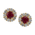 Ruby and diamond halo studs Brisbane