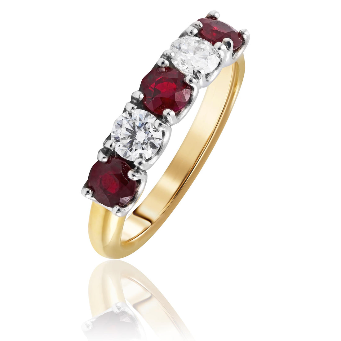 Ruby and Diamond 5 Stone