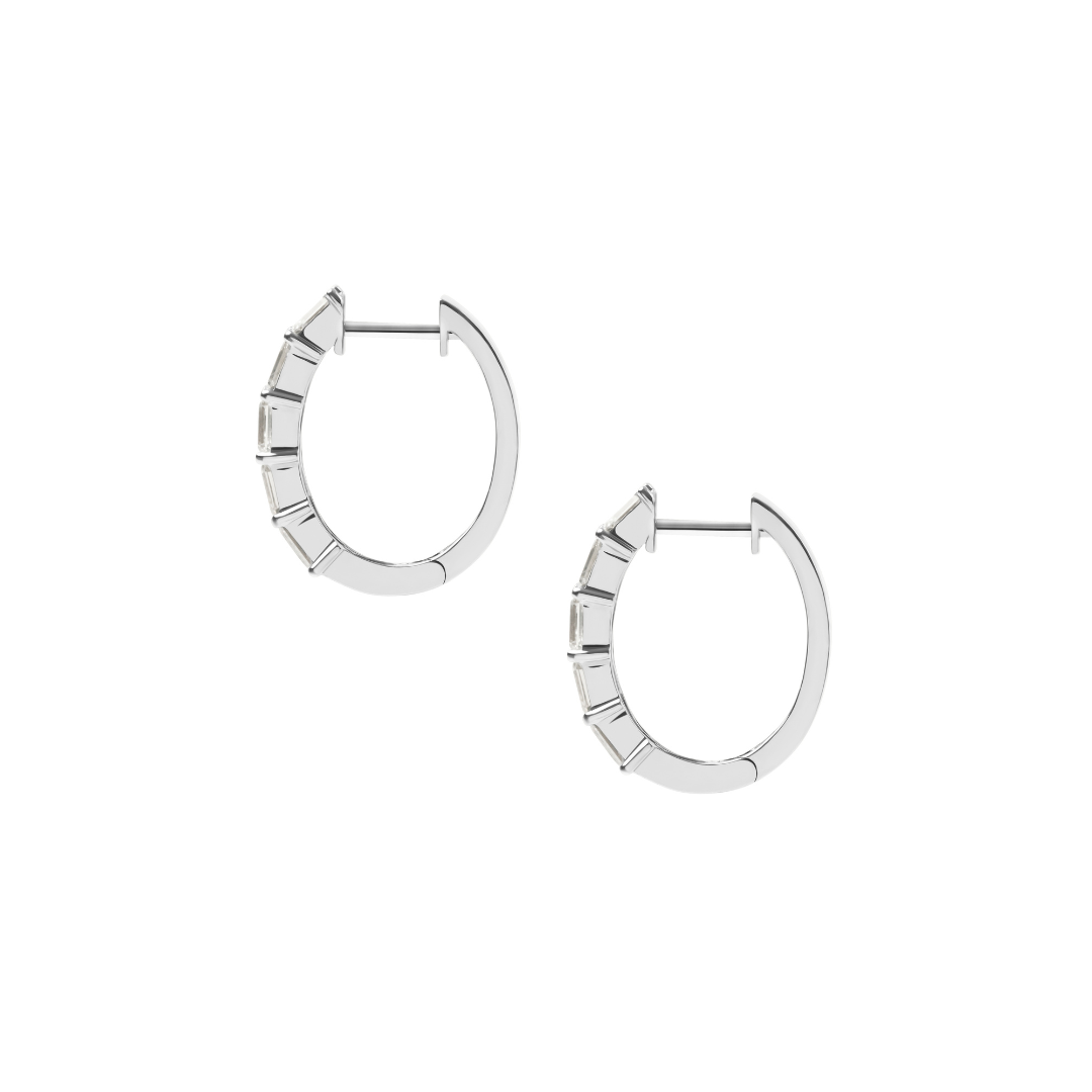 Emerald Cut Diamond Hoop Earrings