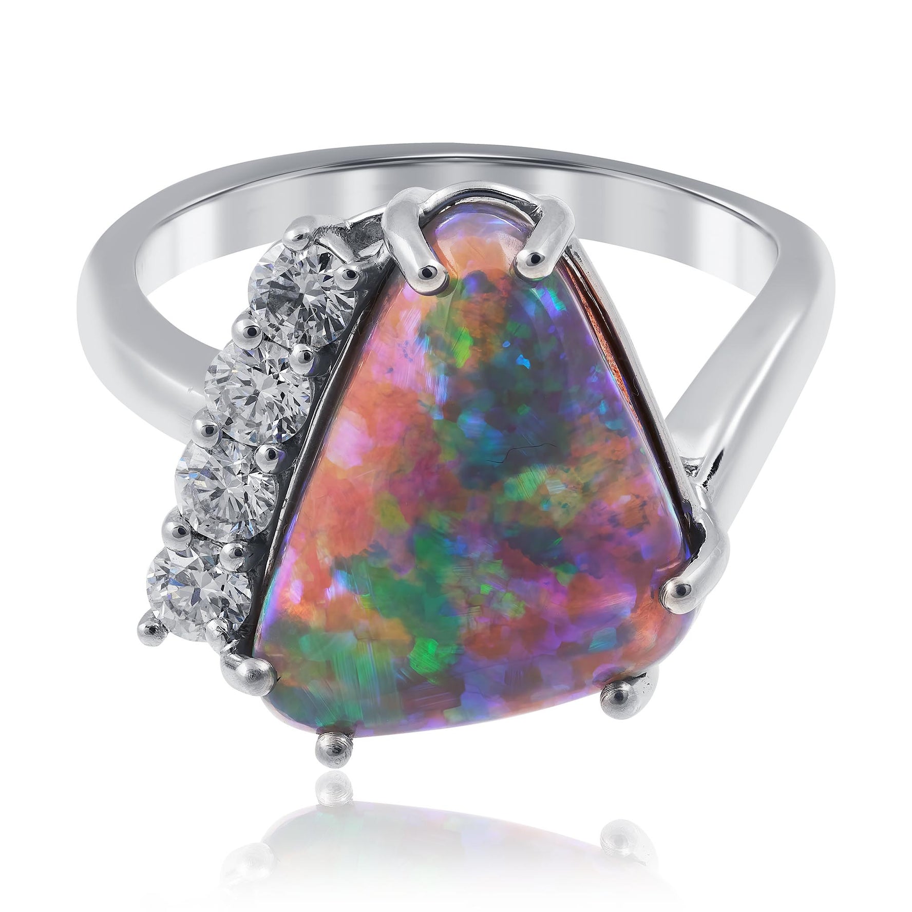 Black Opal and Diamond Ring