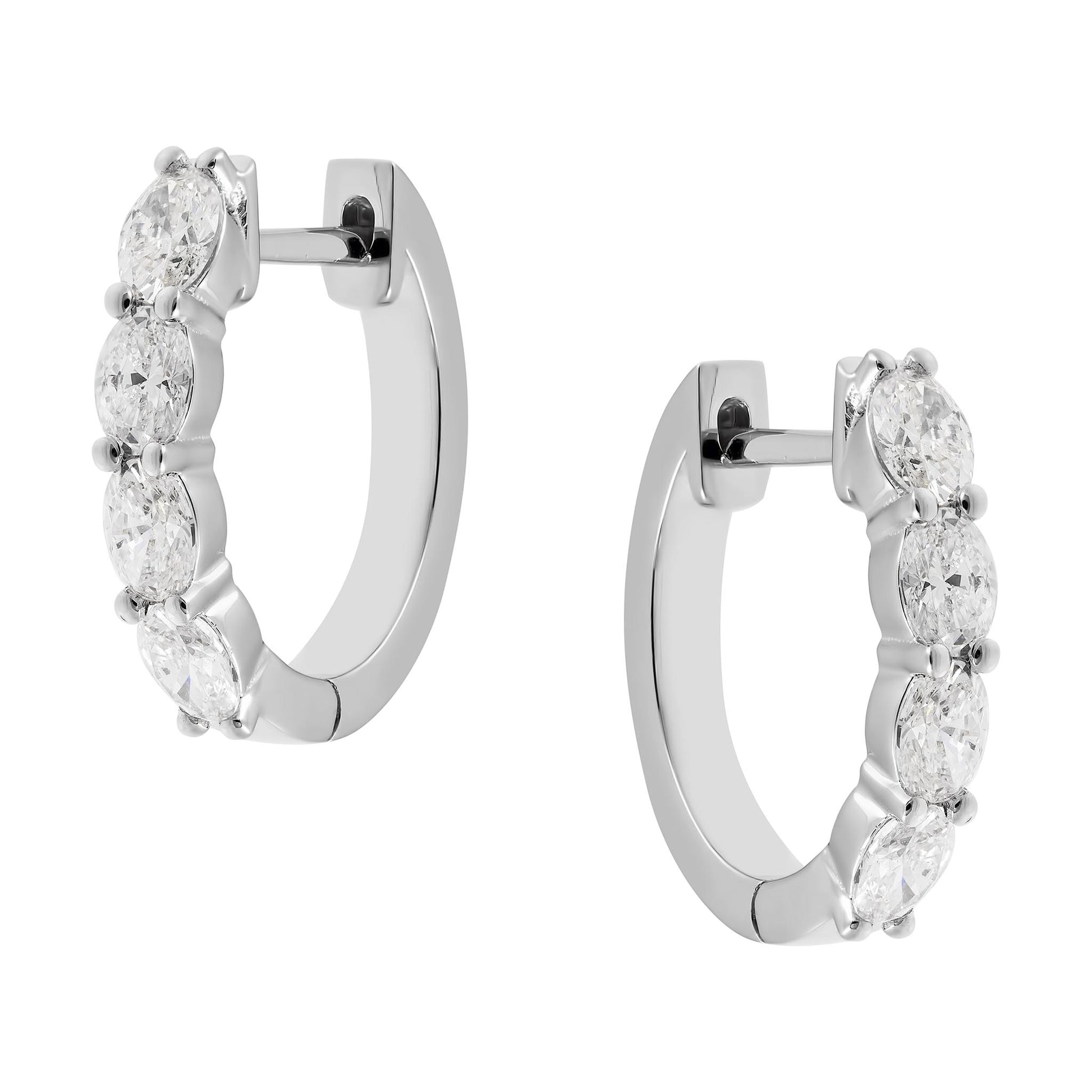 Oval Cut Diamond Hoops
