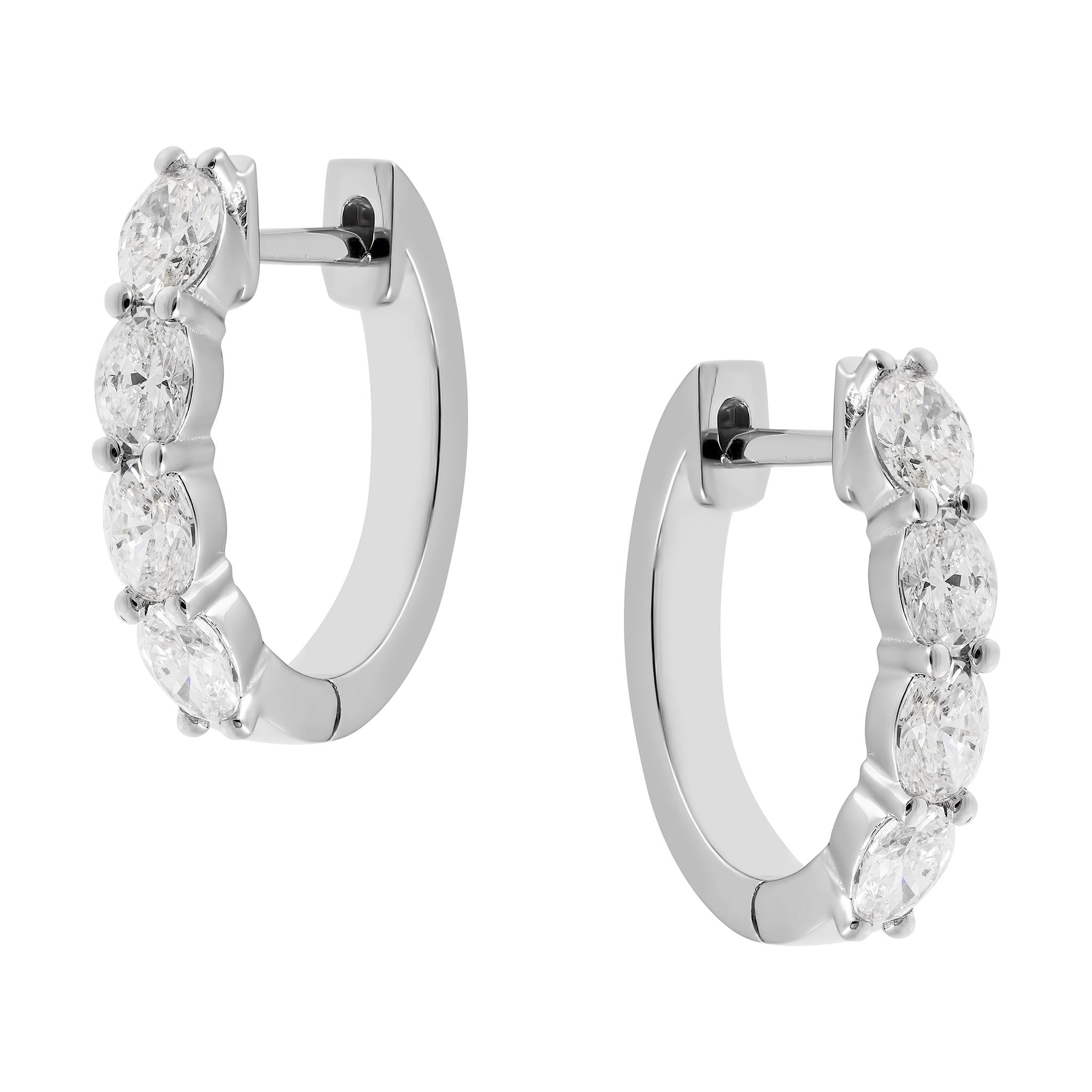 Oval Cut Diamond Hoops