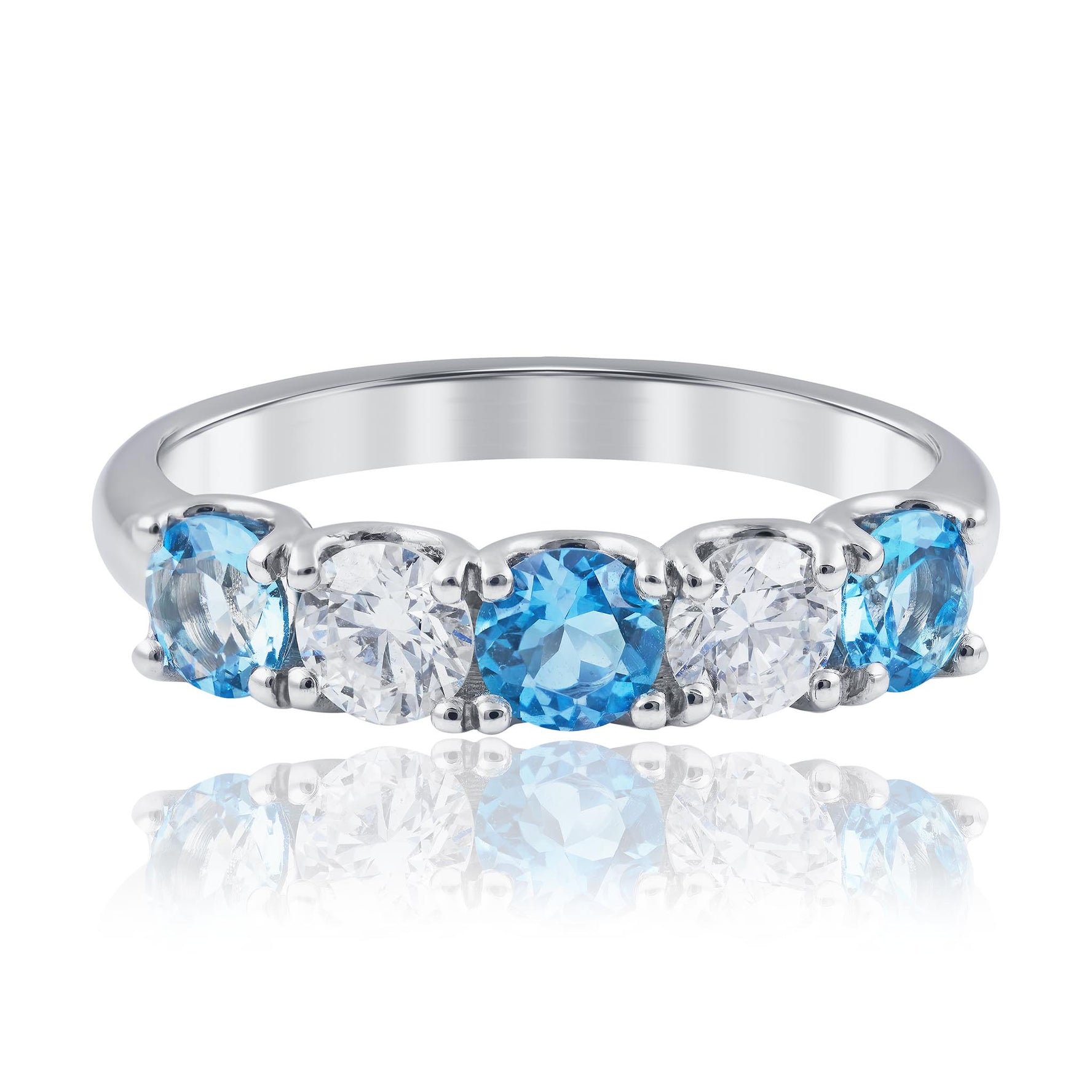 Aquamarine and Diamond Five Stone