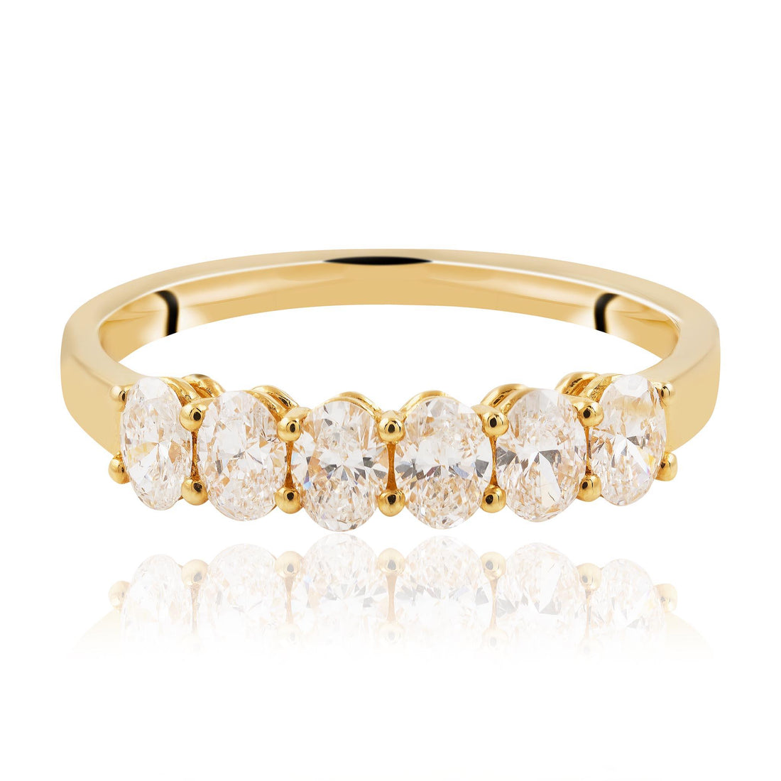 Six Oval Cut Diamond Ring