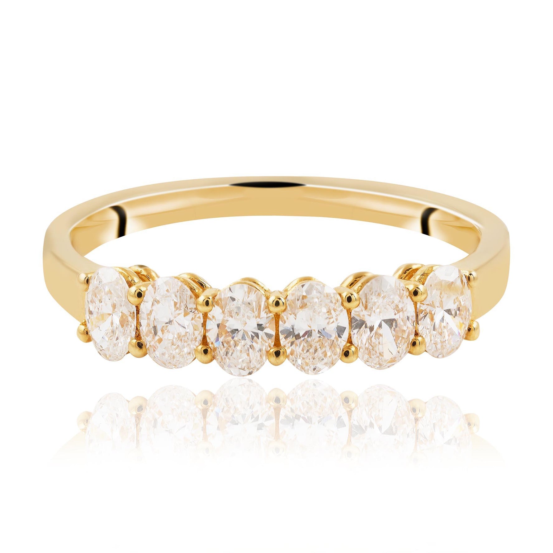 Six Oval Cut Diamond Ring