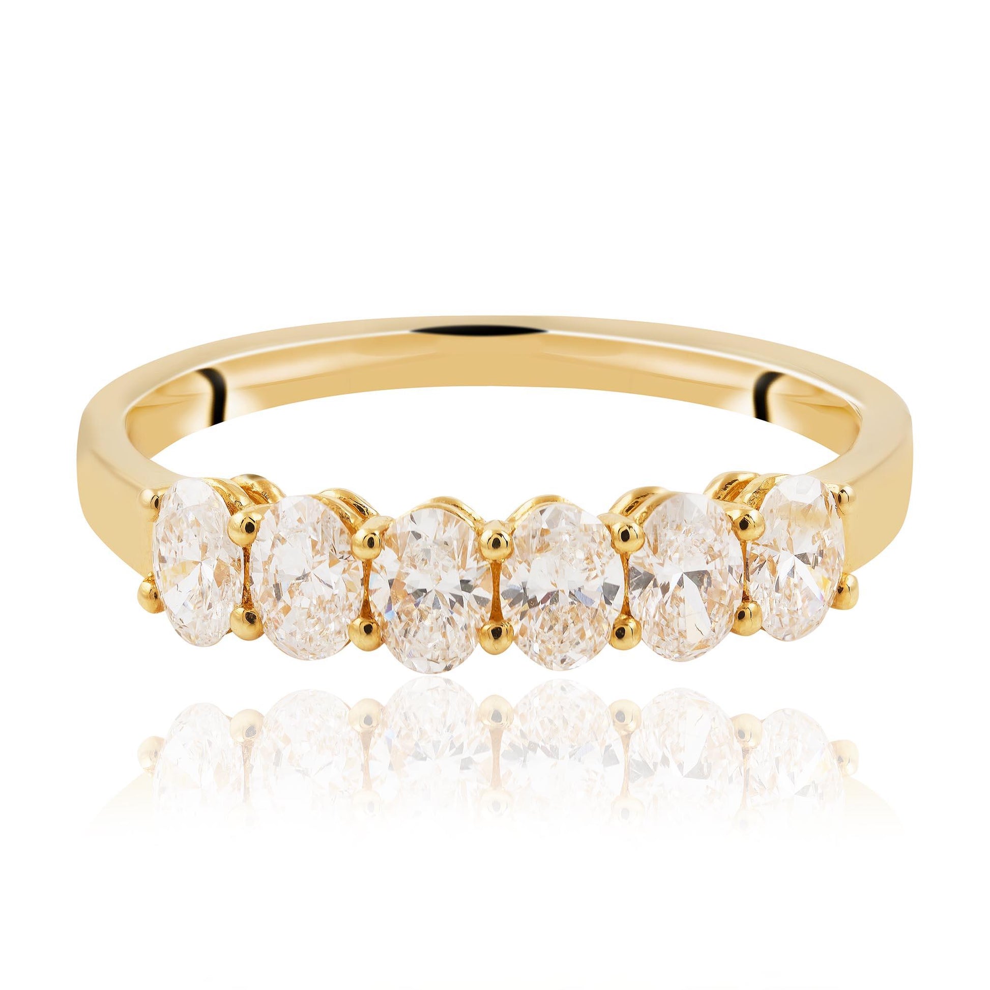 Six Oval Cut Diamond Ring