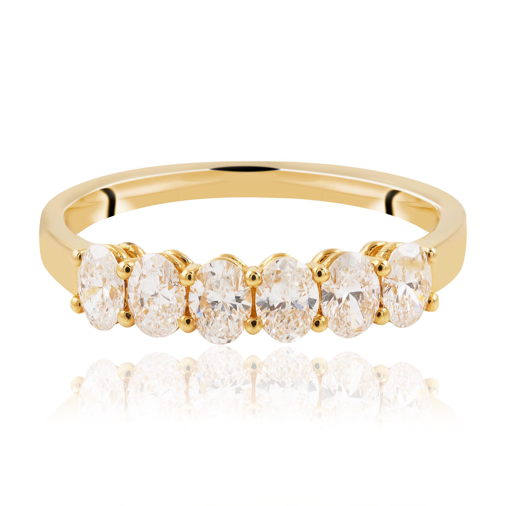 Six Oval Cut Diamond Ring